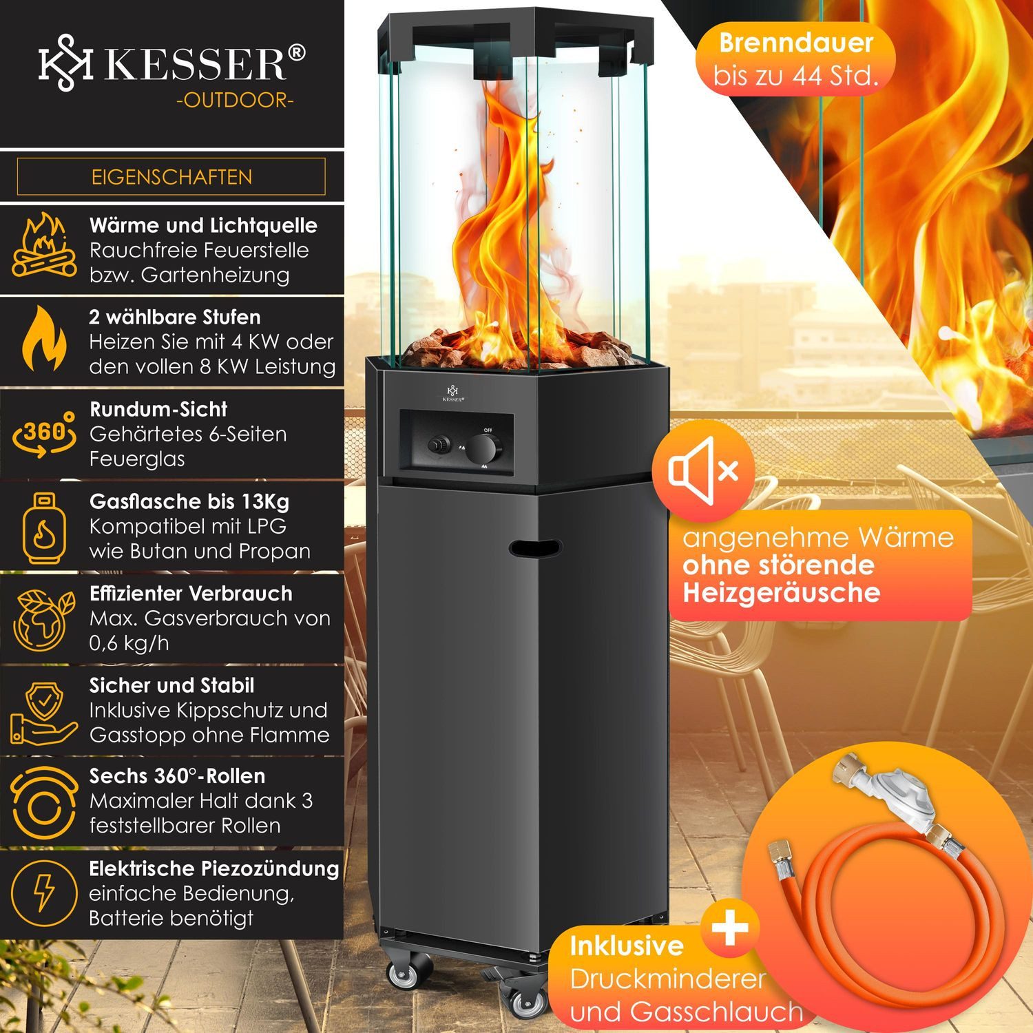 KESSER Heizstrahler, Heizstrahler Gas Terrassenheizstrahler Gasheizung günstig online kaufen