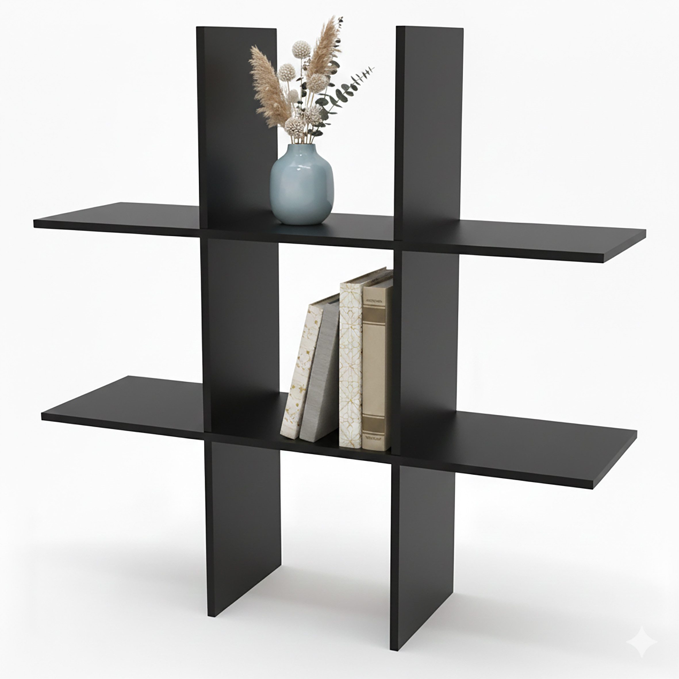Spetebo Wandregal Holz 55 x 55 cm schwebend mit 6 Fächern, Anzahl 1-tlg., Einfache Montage