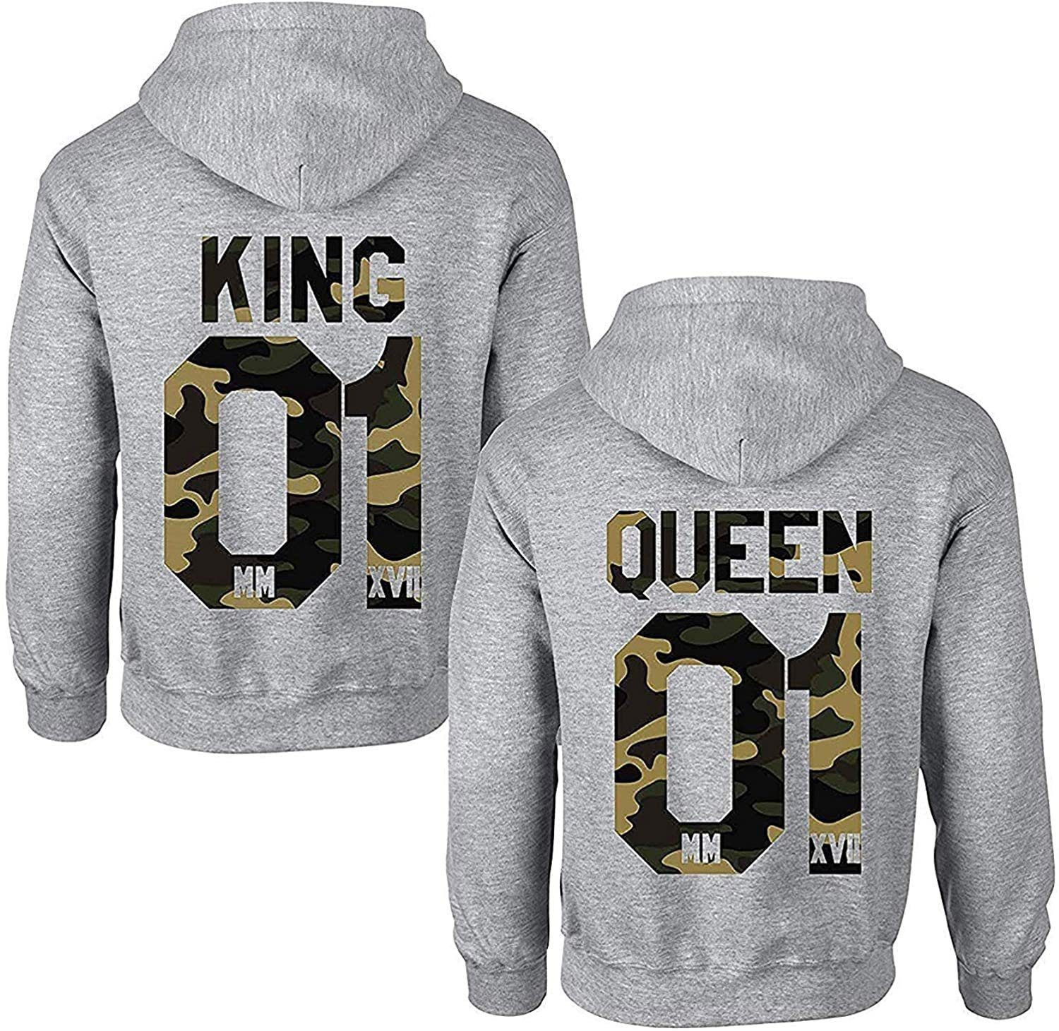 Couples Shop Kapuzenpullover KING & QUEEN Hoodie Pullover Set mit modischem Print