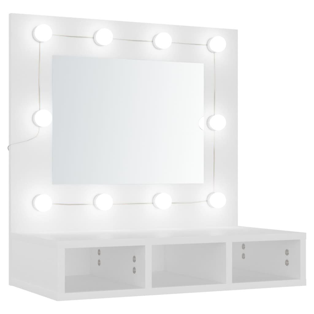 Spiegel Wandspiegel Spiegelschrank mit LED Weiß 60x31,5x62 cm