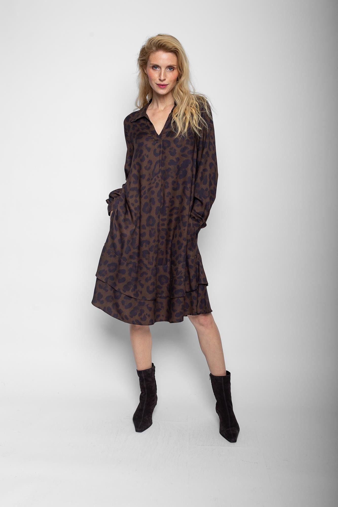 Emily Van Den Bergh Blusenkleid chocolate leo
