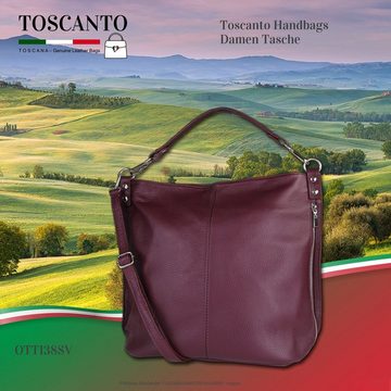 Toscanto Schultertasche Toscanto Damen Schultertasche Shopper (Schultertasche), Damen Schultertasche, Shopper Leder, bordeaux, rot, Größe ca. 40cm