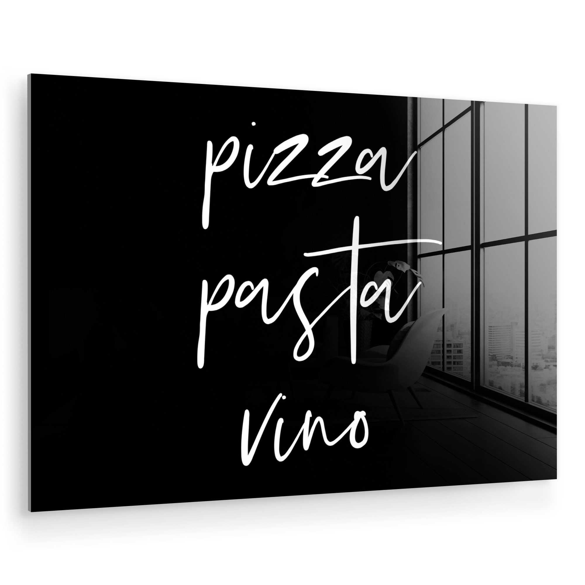 MuchoWow Acrylglasbild Zitat - Pizza, Pasta, günstig online kaufen