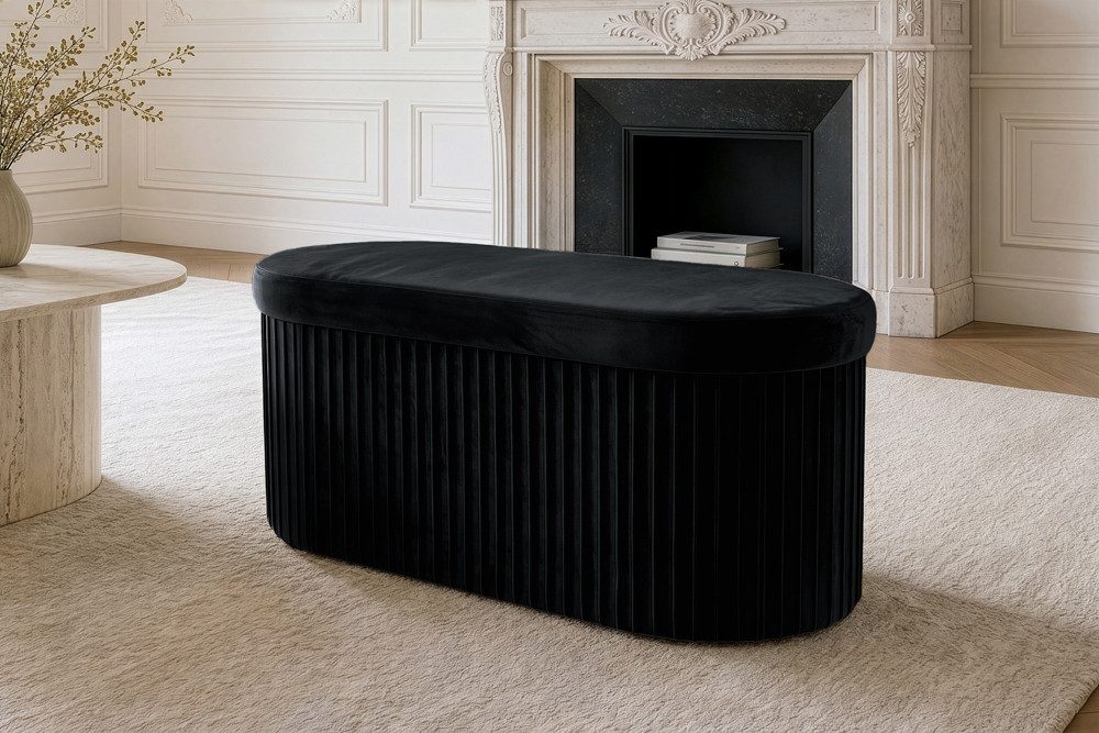 riess-ambiente Polsterbank ÉLAN 80cm schwarz - Samt, Sitzbank, mit Stauraum, faltbar, flexibel (Einzelartikel, 1-St), Eleganter Sitz mit Steppung - ideal für stilvolle & moderne Wohnräume