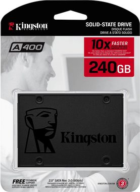Kingston A400 interne SSD (240 GB) 2,5" 500 MB/S Lesegeschwindigkeit, 350 MB/S Schreibgeschwindigkeit