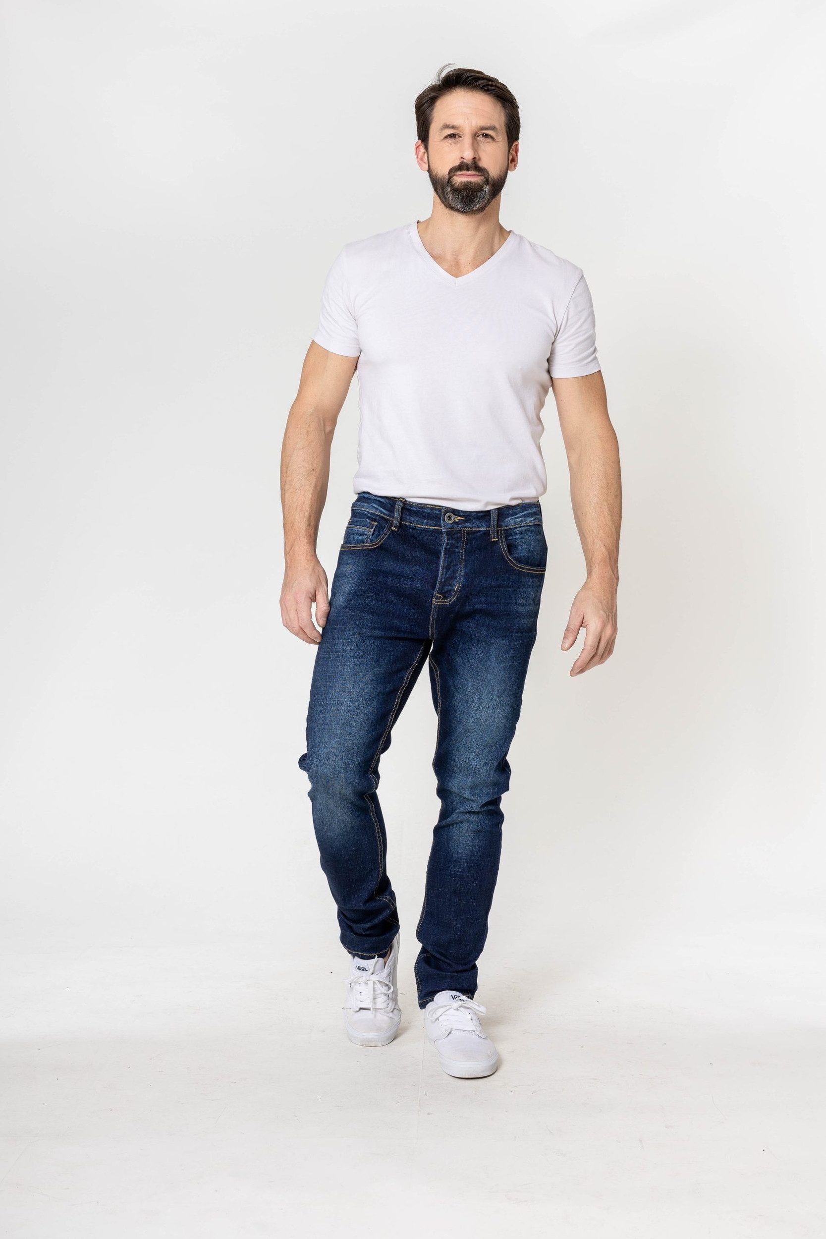 Nina Carter Regular-fit-Jeans Jeans Regular Fit Stone-Washed Five-Pocket Hose Denim 7605 in Dunkelblau