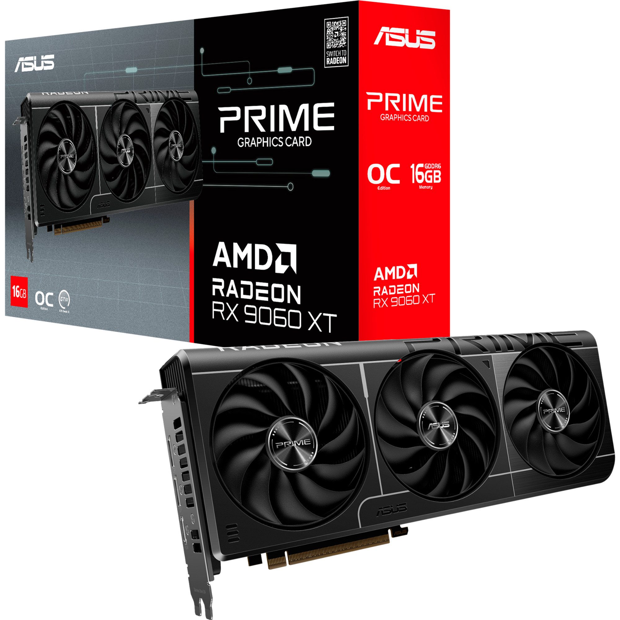 Asus ASUS Radeon RX 9060 XT PRIME OC 16GB, Grafikkarte Grafikkarte (16 GB)