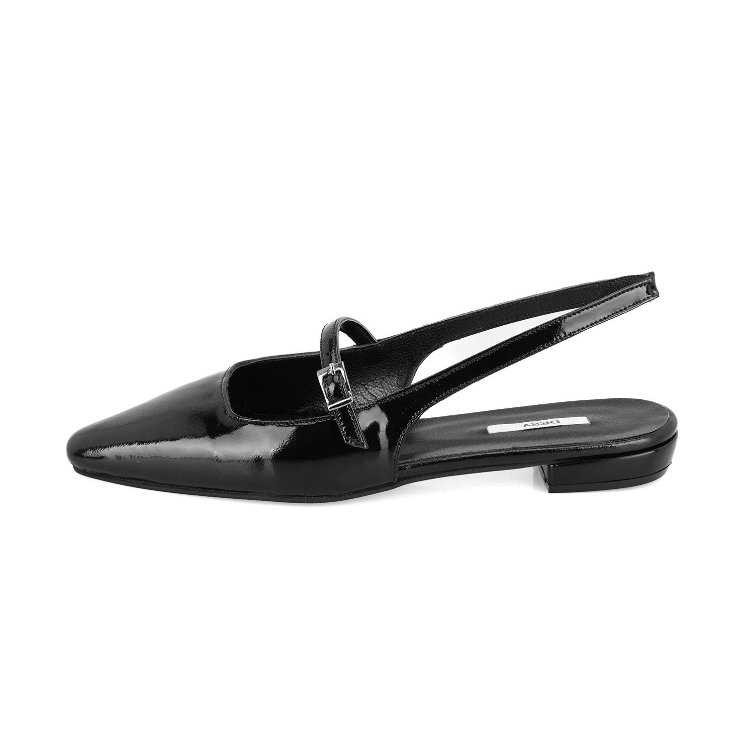 Desa Damen-Ballerinas aus Lackleder mit Fersenriemen – Synthetiksohle Pumps