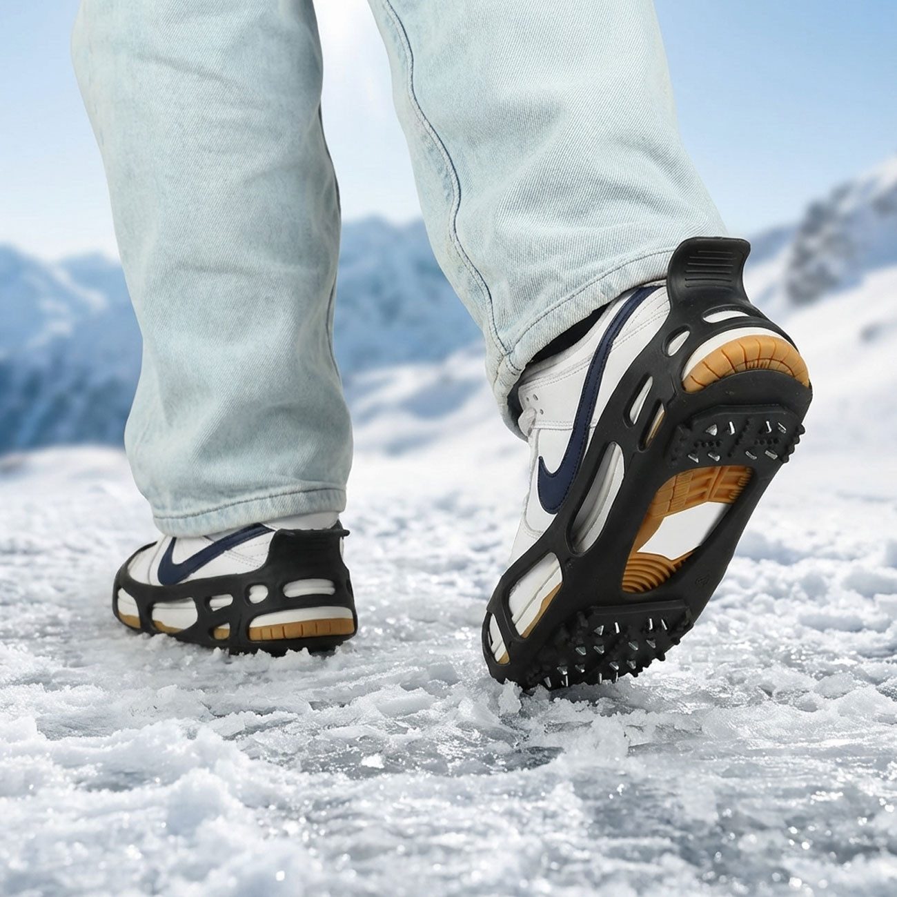 shop'n smile ideoon Spikes Schuh-Spikes Gr. 44-47 Premium Grödel für sicheren Halt auf Eis Schnee, Schuh-Spikes Gr. 44-47: 24 Metallkrallen für maximalen Halt auf Eis
