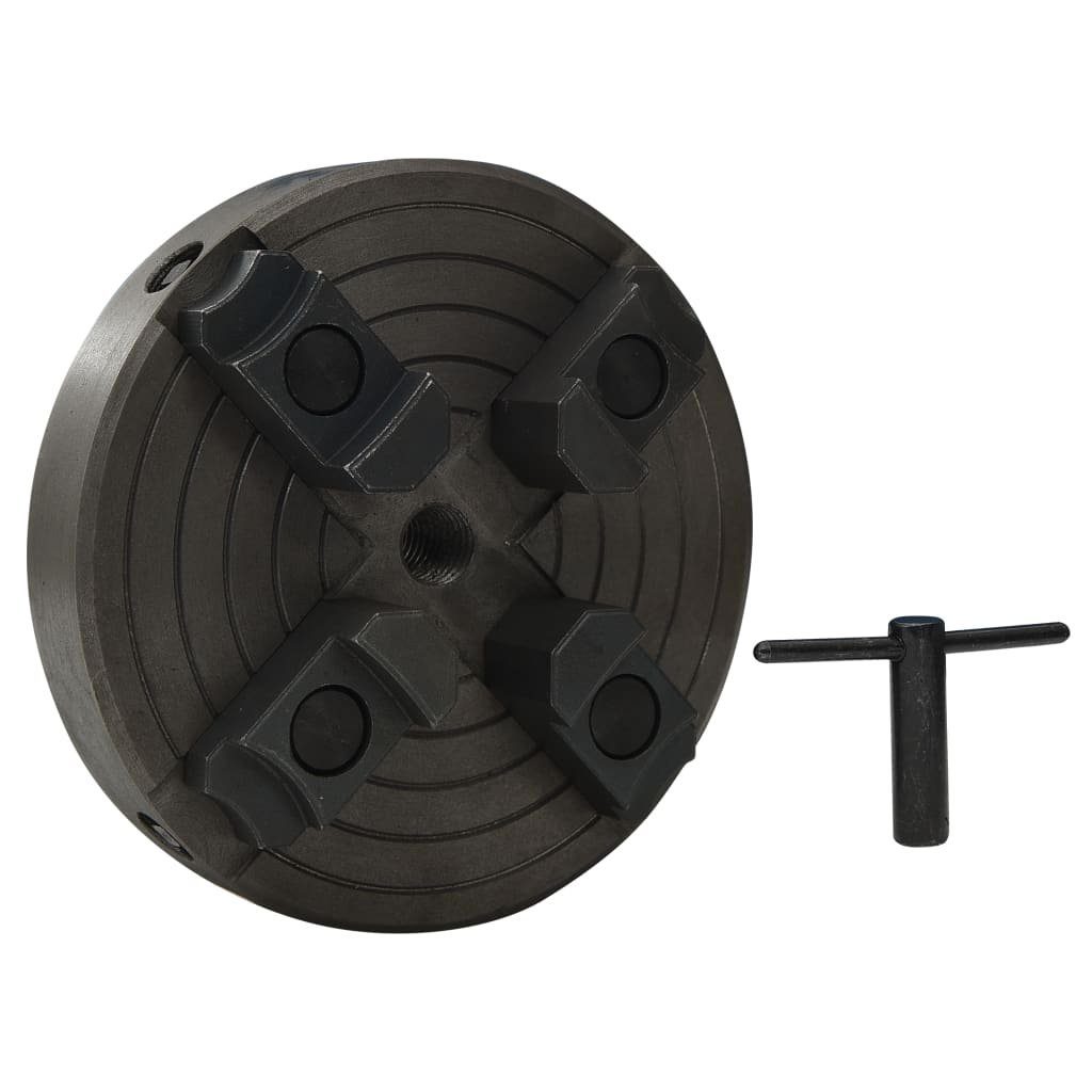 vidaXL Schraubstock 4-Backenfutter mit M18 Aufnahme Stahl Schwarz 150x63 mm