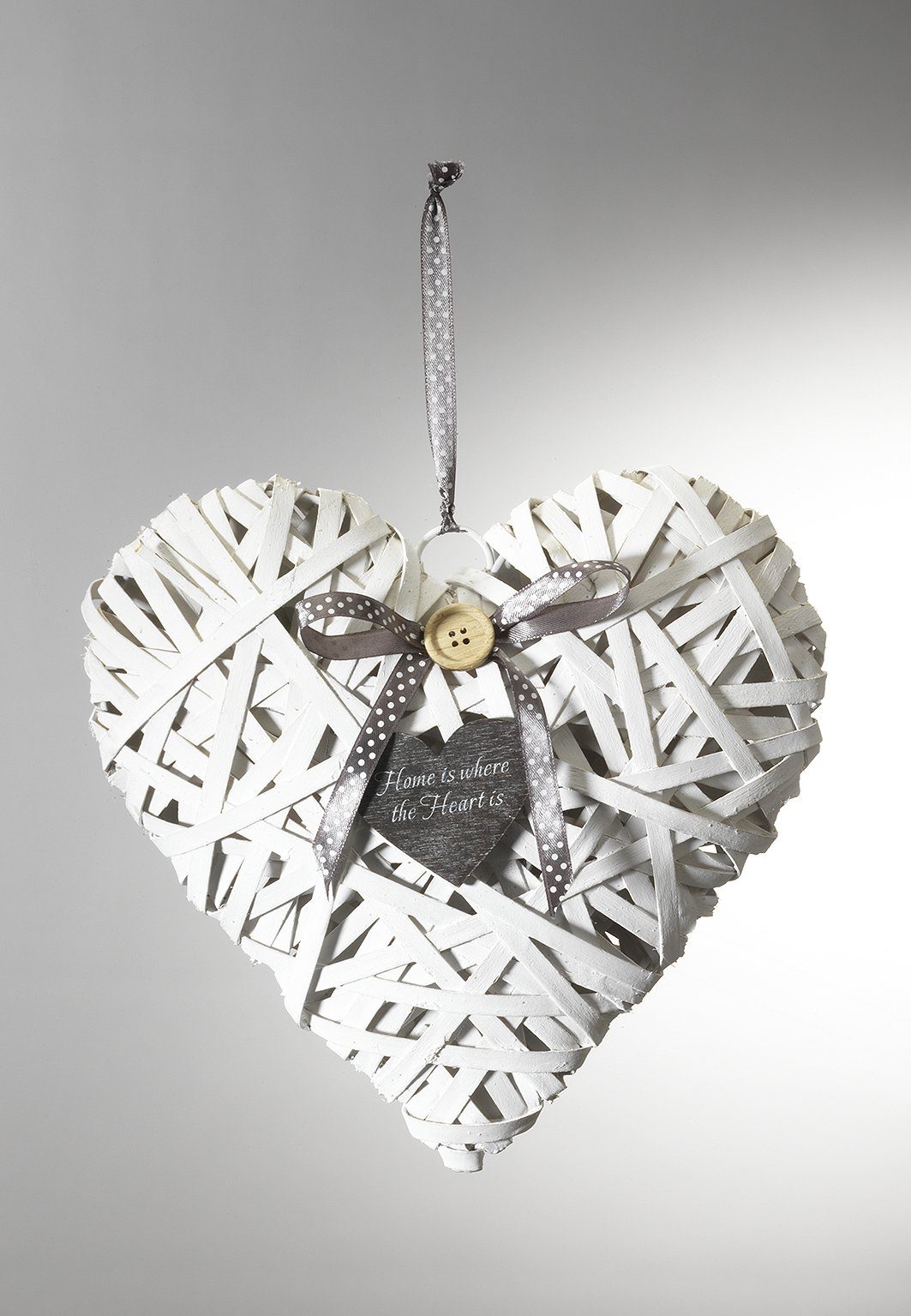 Kobolo Dekoobjekt Dekoherzen aus Chipwood weiß auf Metallrahmen S/3