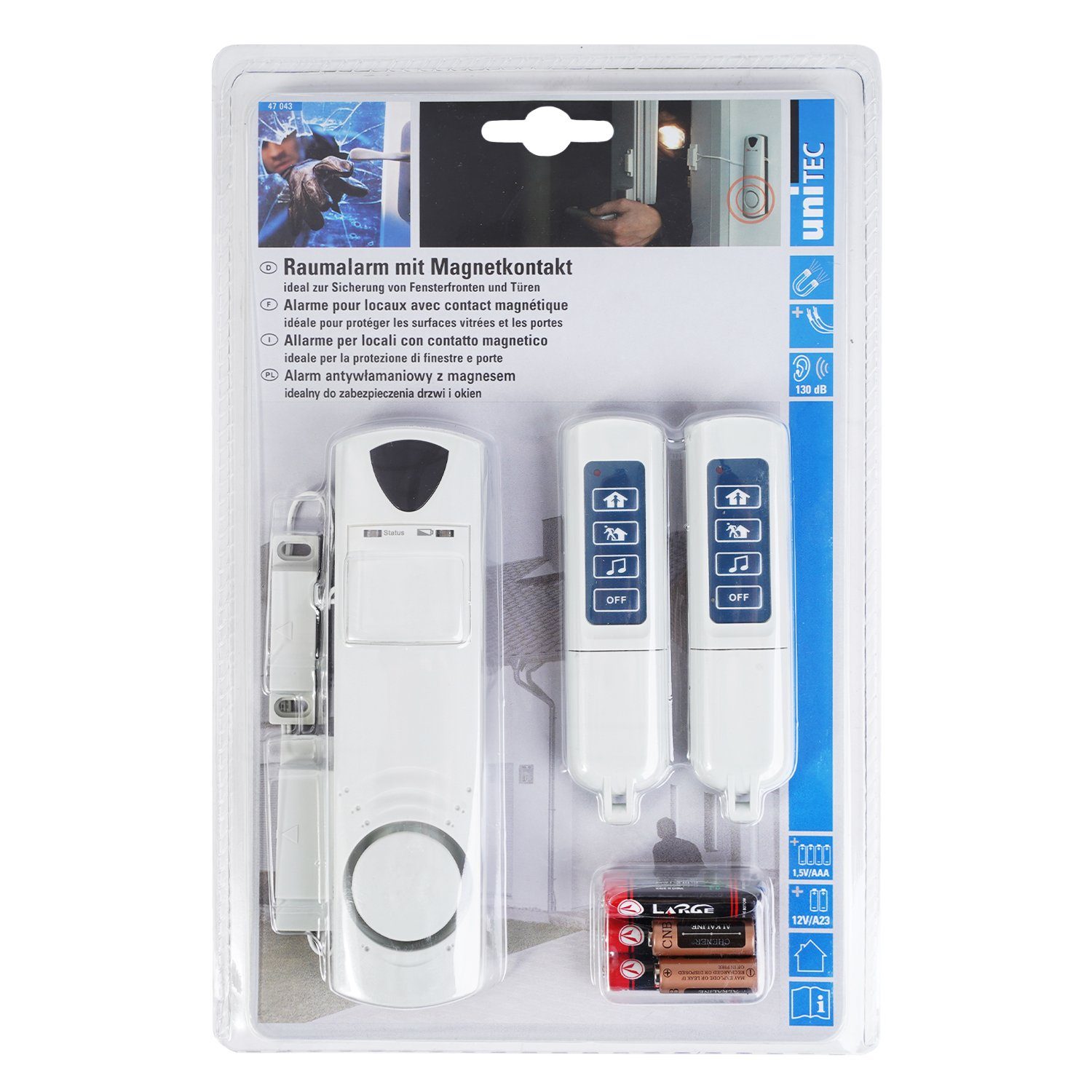 Untiec Raum-Überwachung mit Magnetkontakt Türalarm Alarmanlage (Alarmanlage mit 2x Fernbedienung Fensteralarm Durchgangsmelder)