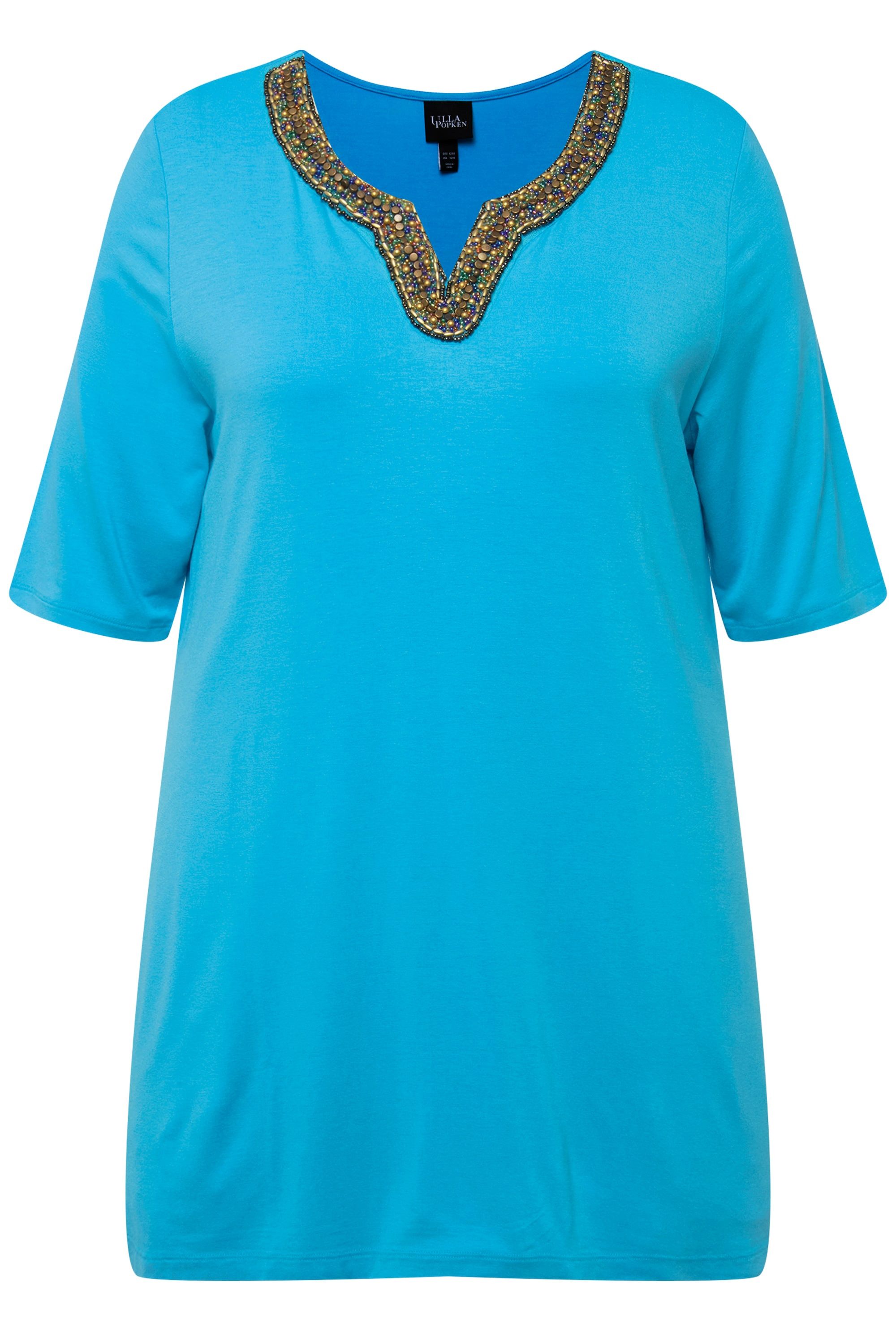 Ulla Popken T-Shirt Shirt-Tunika Stickerei Tunika-Ausschnitt günstig online kaufen