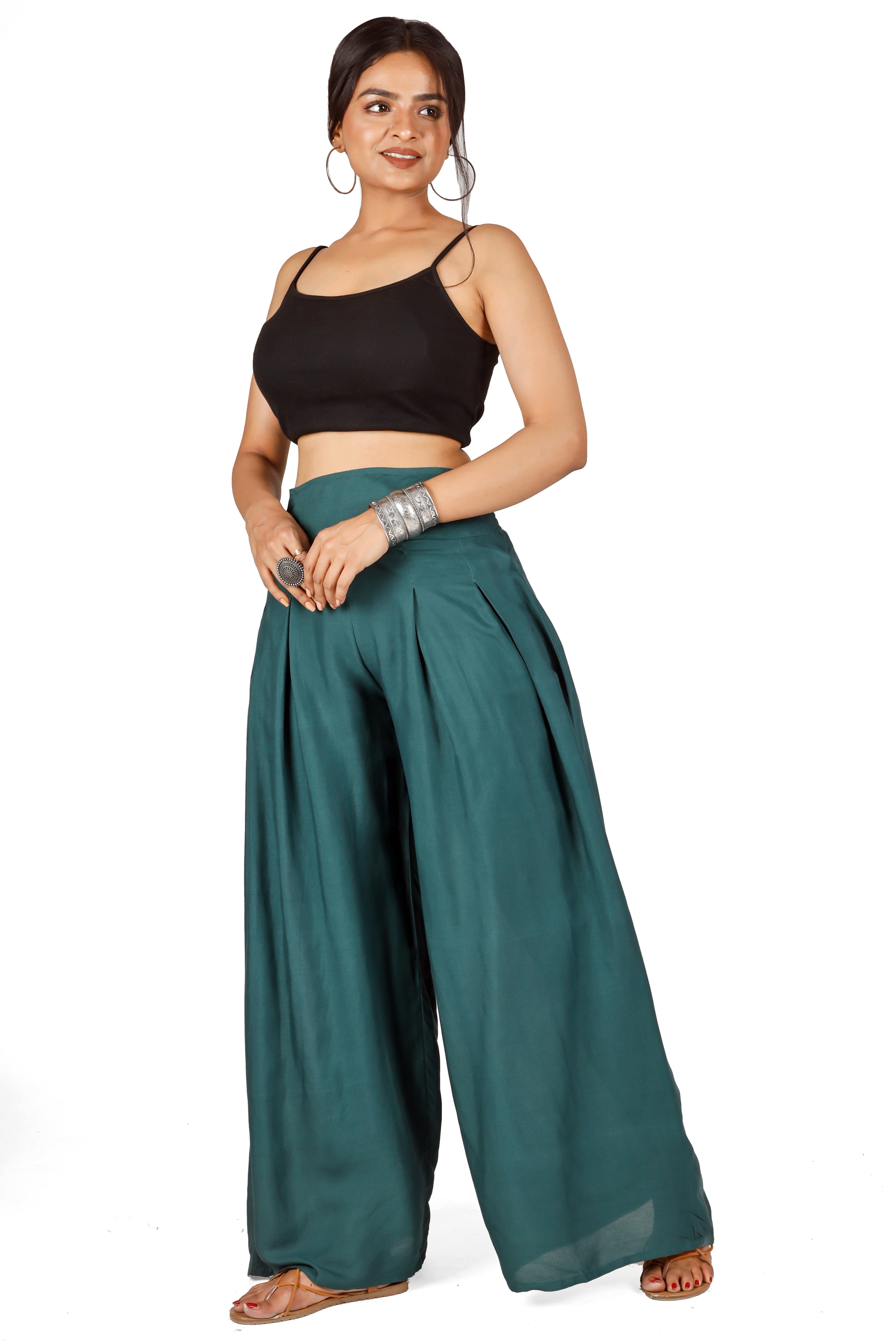 Guru-Shop Relaxhose Boho Hosenrock, weite Sommerhose - tannengrün Ethno Style, alternative Bekleidung