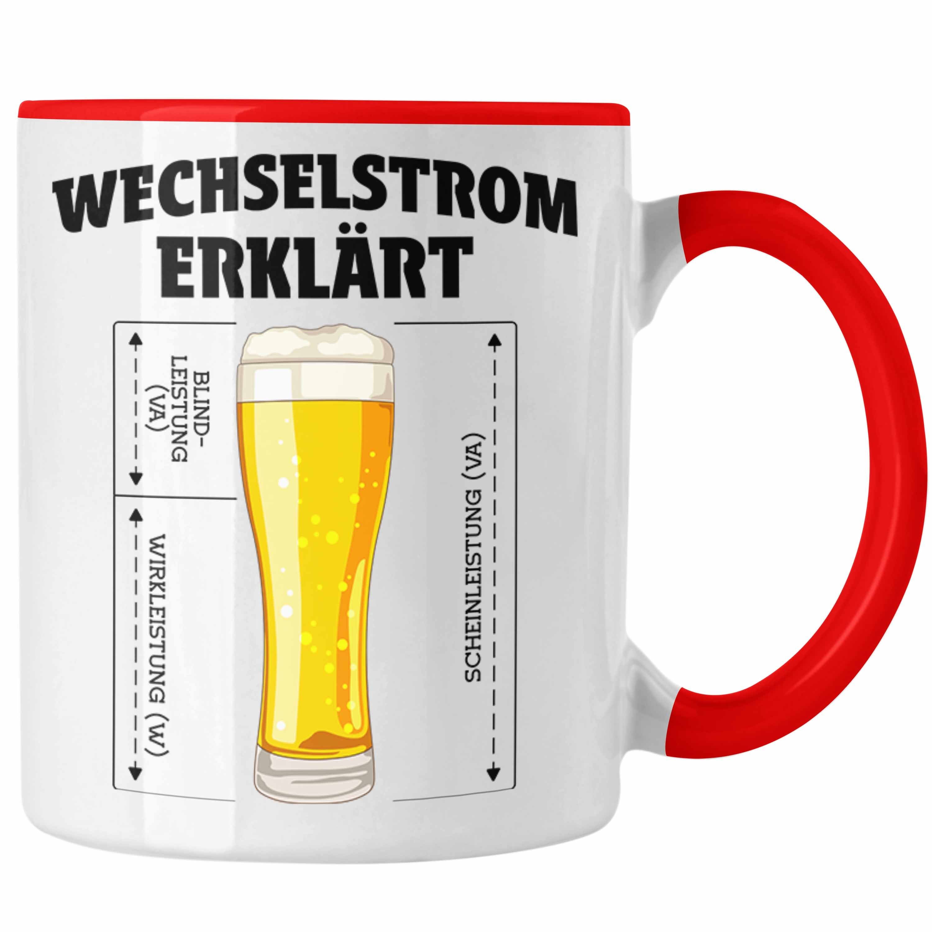 Trendation Tasse Trendation - Elektriker Geschenke für Männer Tasse Geschenk Elektriker Elektroniker Geschenkidee Sprüche Rot