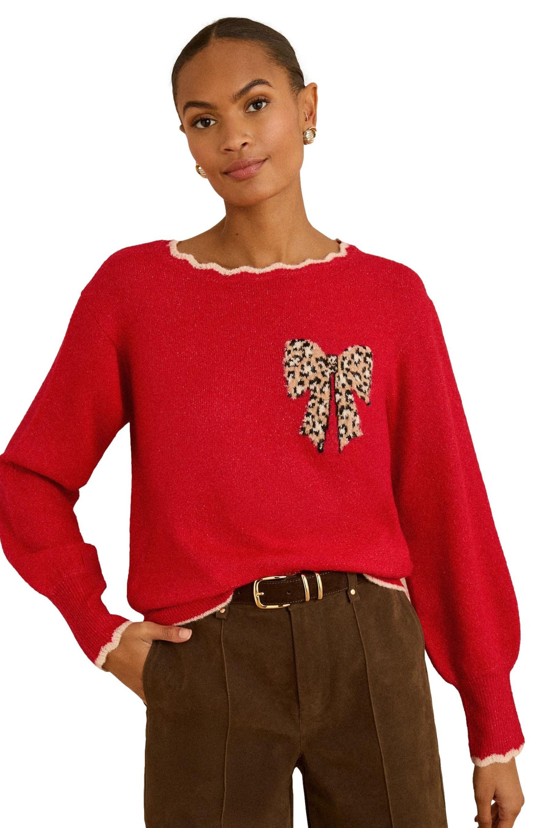 Red Leopard Print Bow