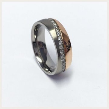 Edelschmiede925 Silberring bicolorer Titan Ring + Zirkonia (Memoire Ring) Ringgröße 54