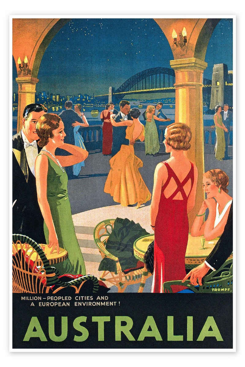 Posterlounge Poster Vintage Travel Collection, Australien (englisch), Vintage Illustration