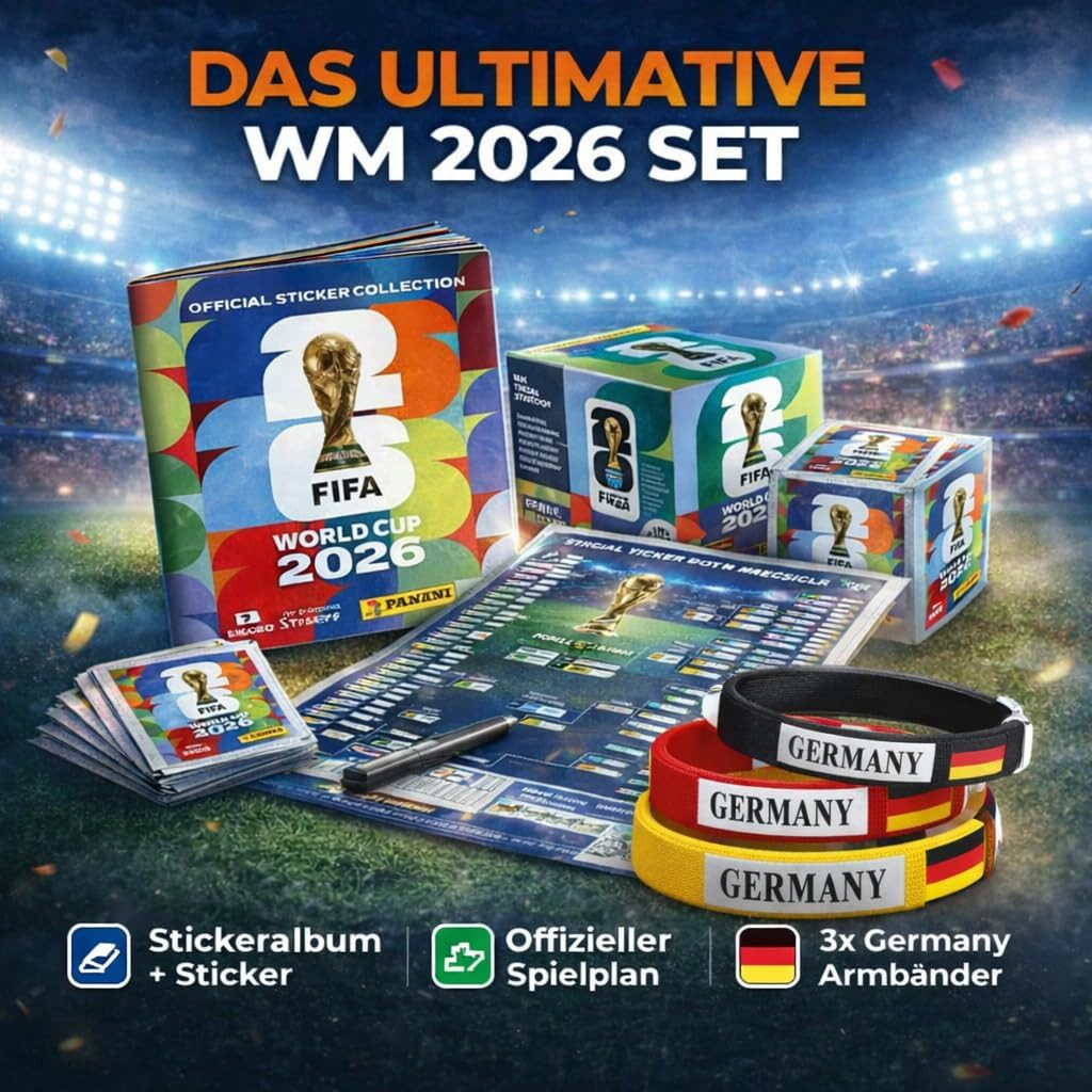 Athlejoy Stickerbuch XXL Set WM 2026 - inkl. Stickeralbum Panini, Sticker & Spielplan