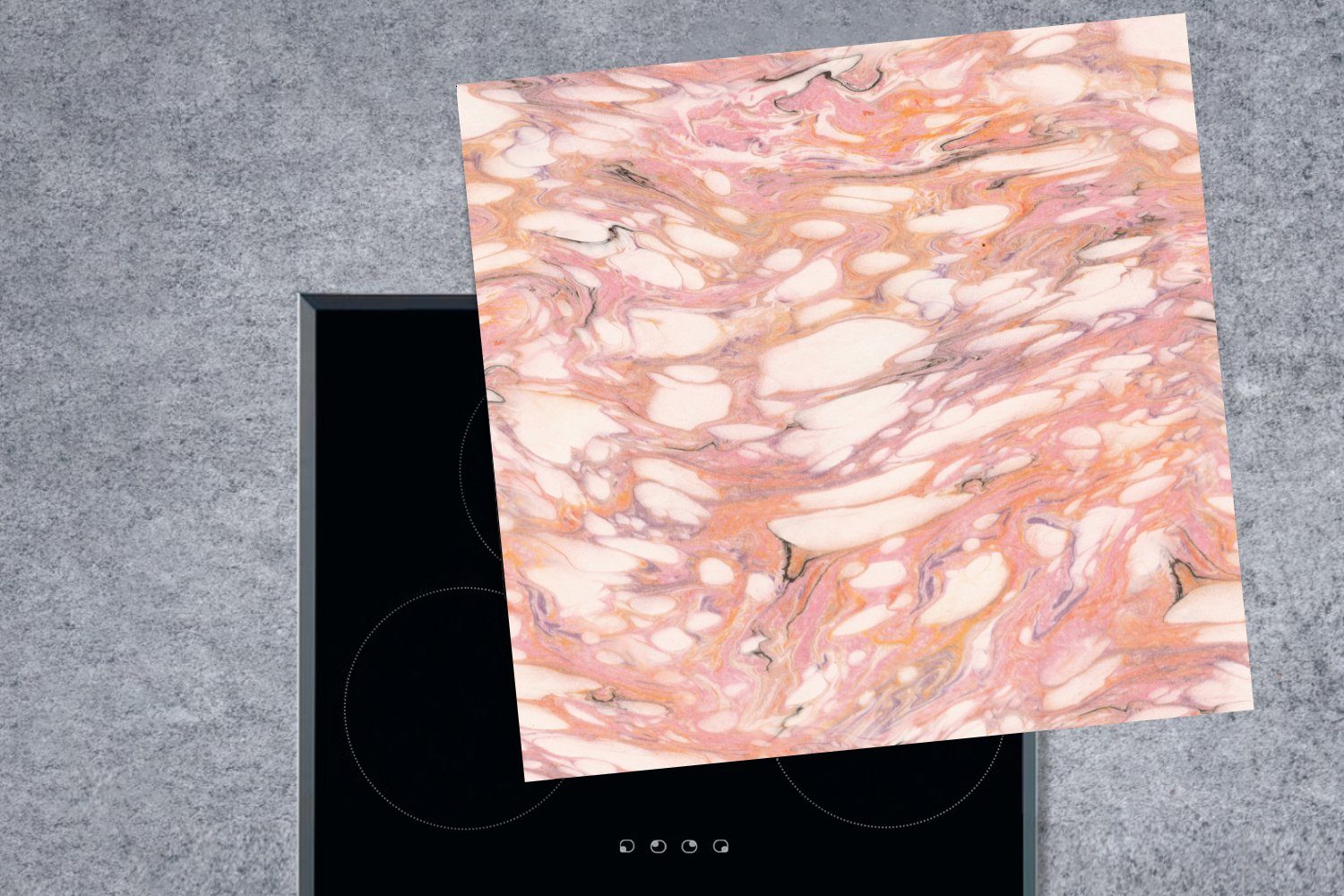 Rosa Marmor für küche cm, Seifenblasen, (1 78x78 Arbeitsplatte Ceranfeldabdeckung, Herdblende-/Abdeckplatte Vinyl, MuchoWow - tlg), -
