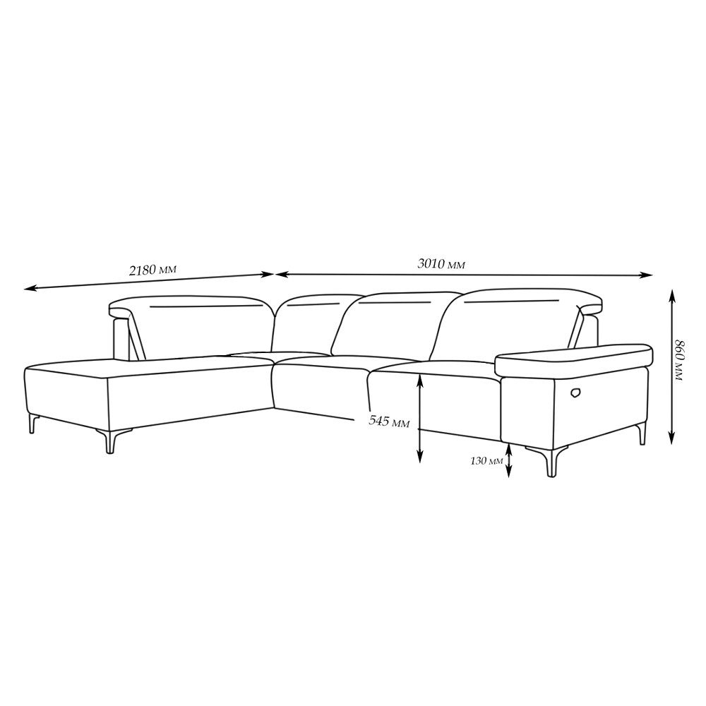 VitaliSpa® Ecksofa James, Grau, 301 x 218 cm Linke Ecke, elektrisch auffahrbar