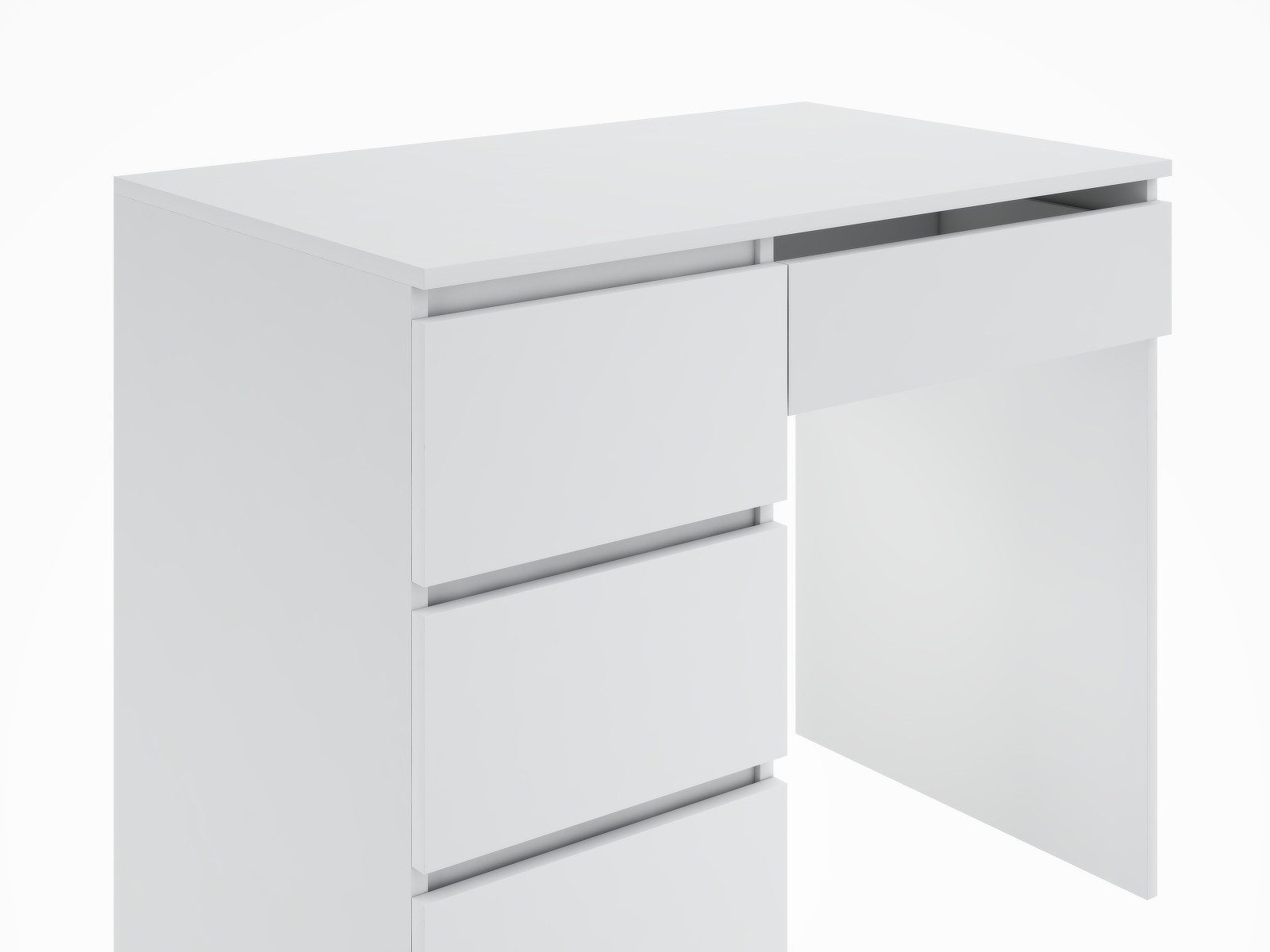 Furnify Computertisch 90 cm HADES mit 4 Schubladen, Linksseitiger, Weiß günstig online kaufen