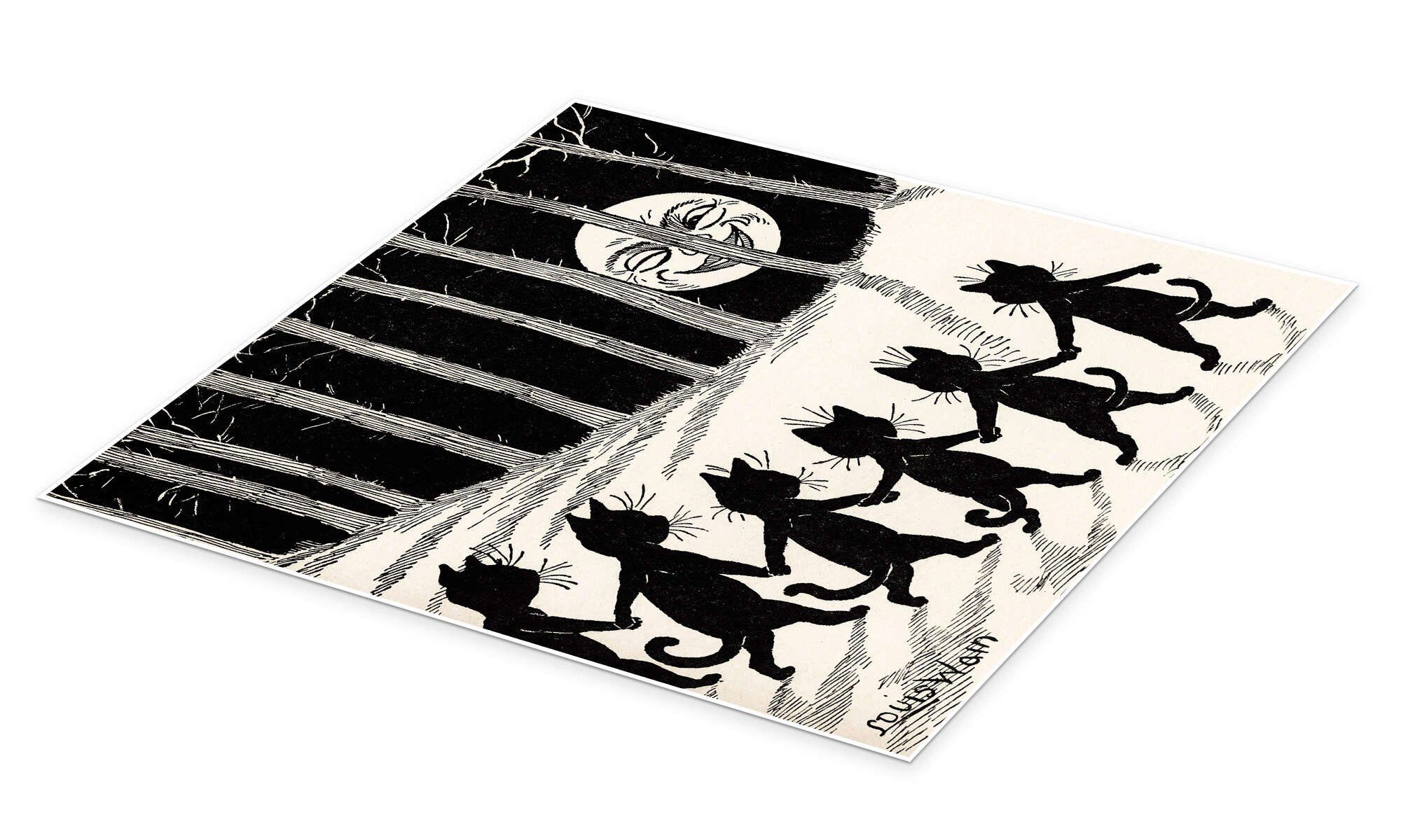 Posterlounge Wandbild Katzen bei Vollmond, Louis günstig online kaufen