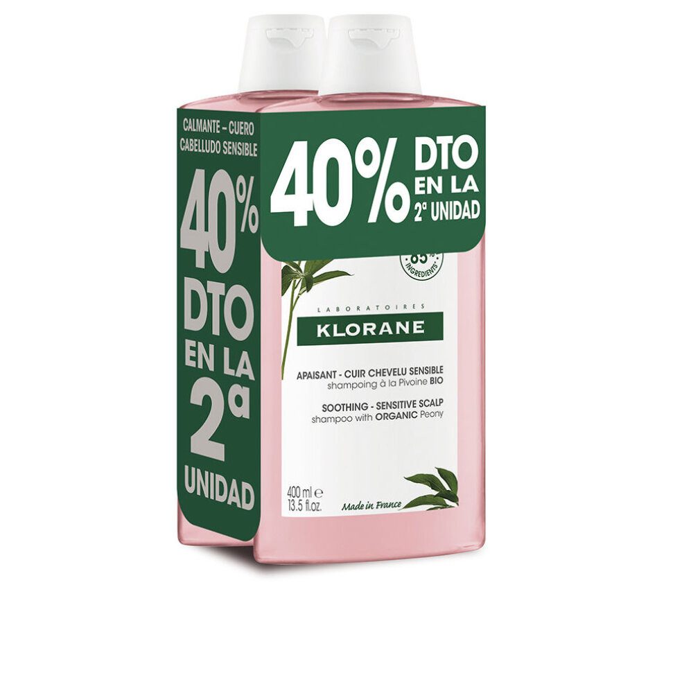 KLORANE Haarshampoo A LA PEONÍA BIO calming shampoo promo 2 x 400ml