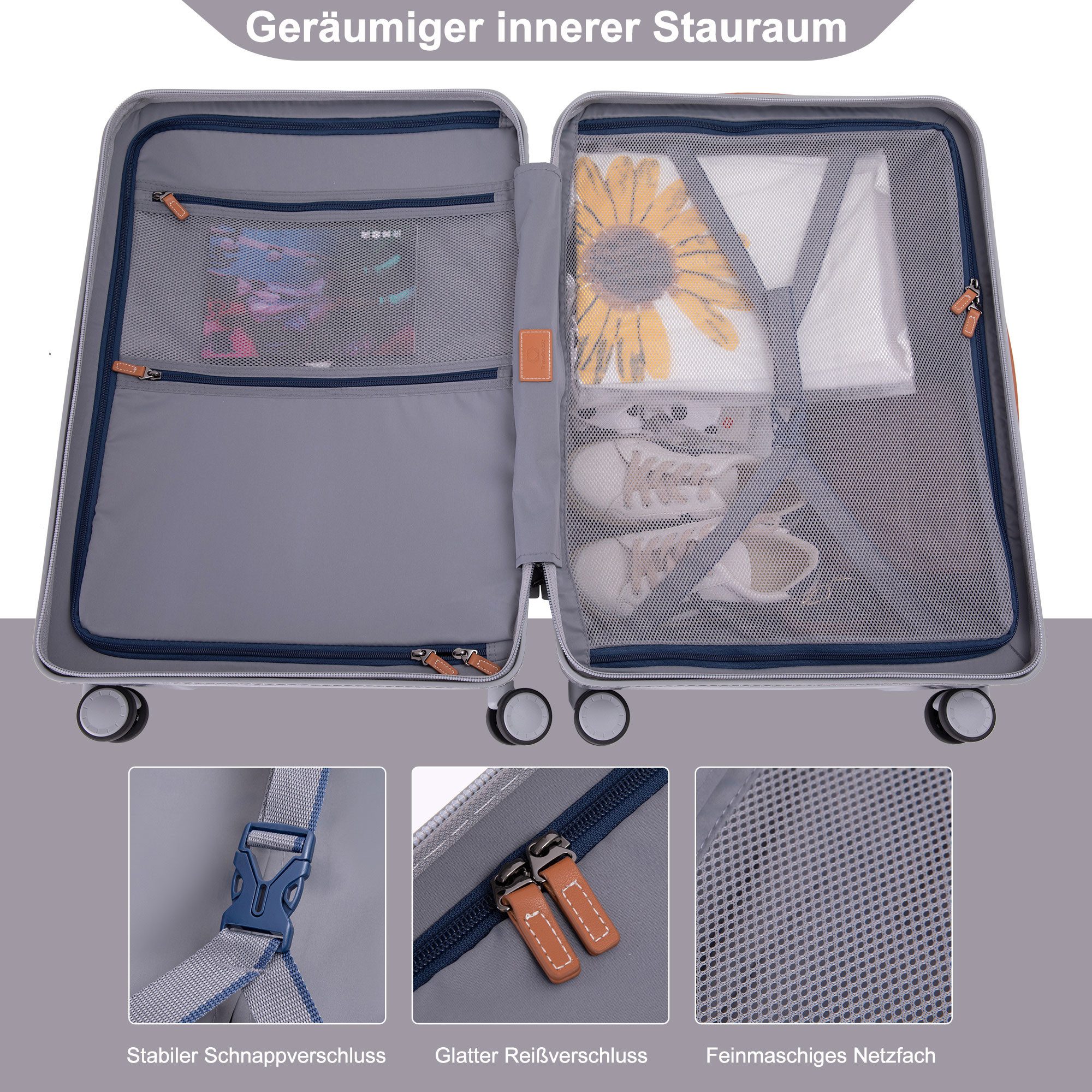 Travelhouse Handgepäck-Trolley Capri, 4 Rollen, mit USB + USB C, Rollenbremse & Polycarbonat Hartschale