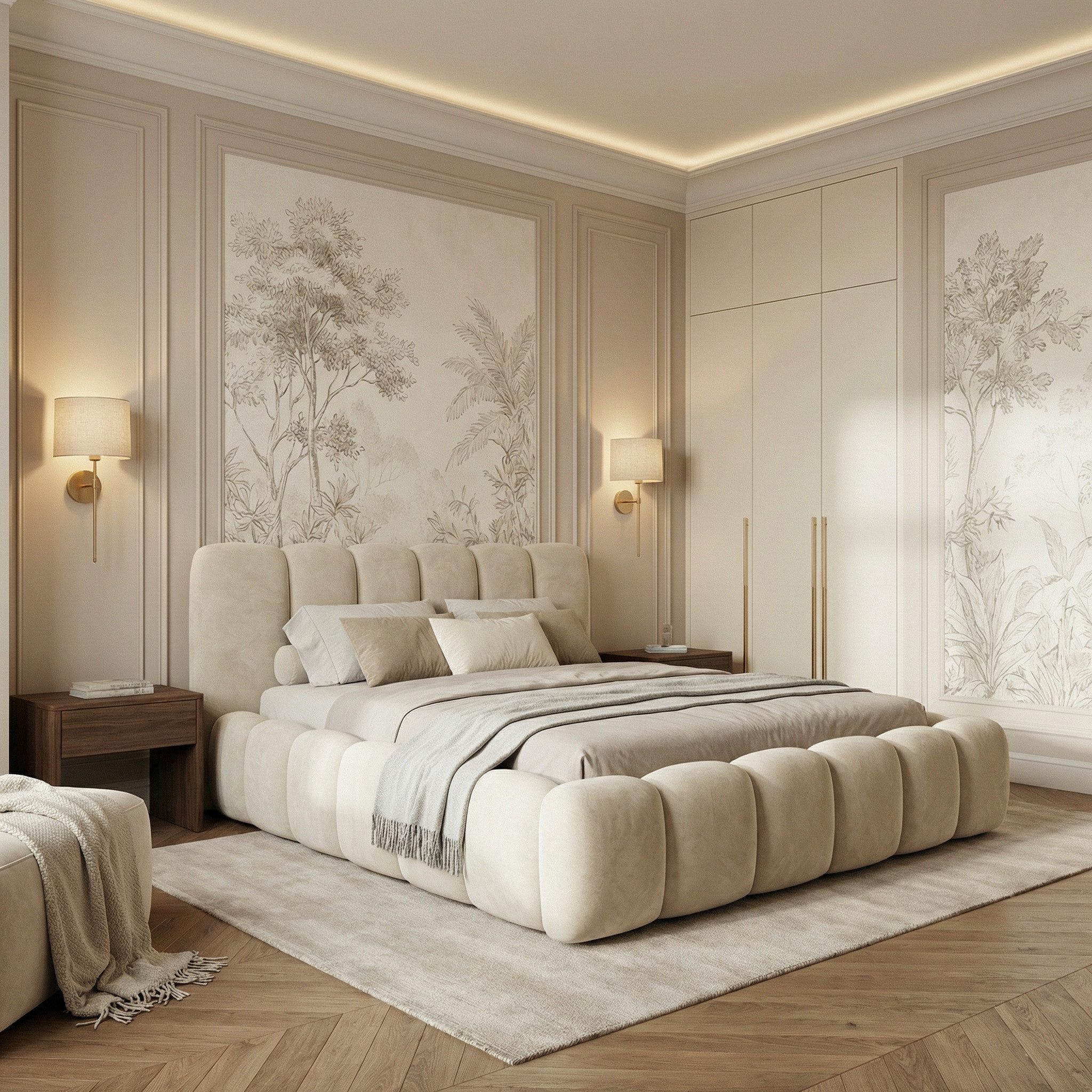 yourhouse24 Polsterbett DALLAS Slim Bubble-Design aus Samt, inkl. Bettkasten, Platzsparendes Chunky-Bett aus weichem Velours mit HDF-Boden – Bild 2 von 5