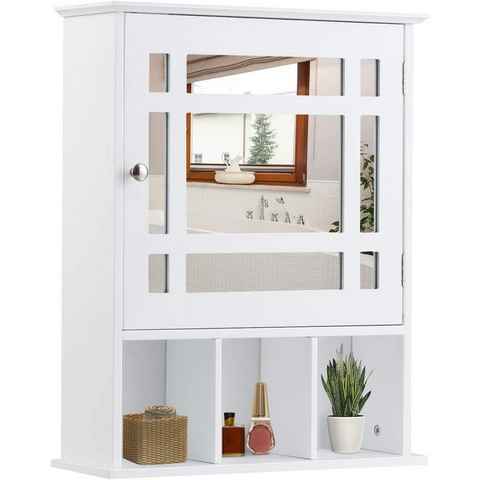 COSTWAY Badezimmerspiegelschrank mit verstellbarem Einlegeboden & 3 Fächern