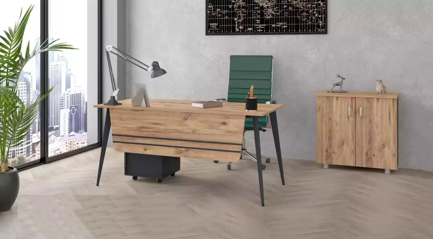 JVmoebel Schreibtisch Tisch Büro Set Garnitur Möbel Schreibtisch mit Aktenschrank (2-St., Schreibtisch, Schubladenblock), Made in Europa