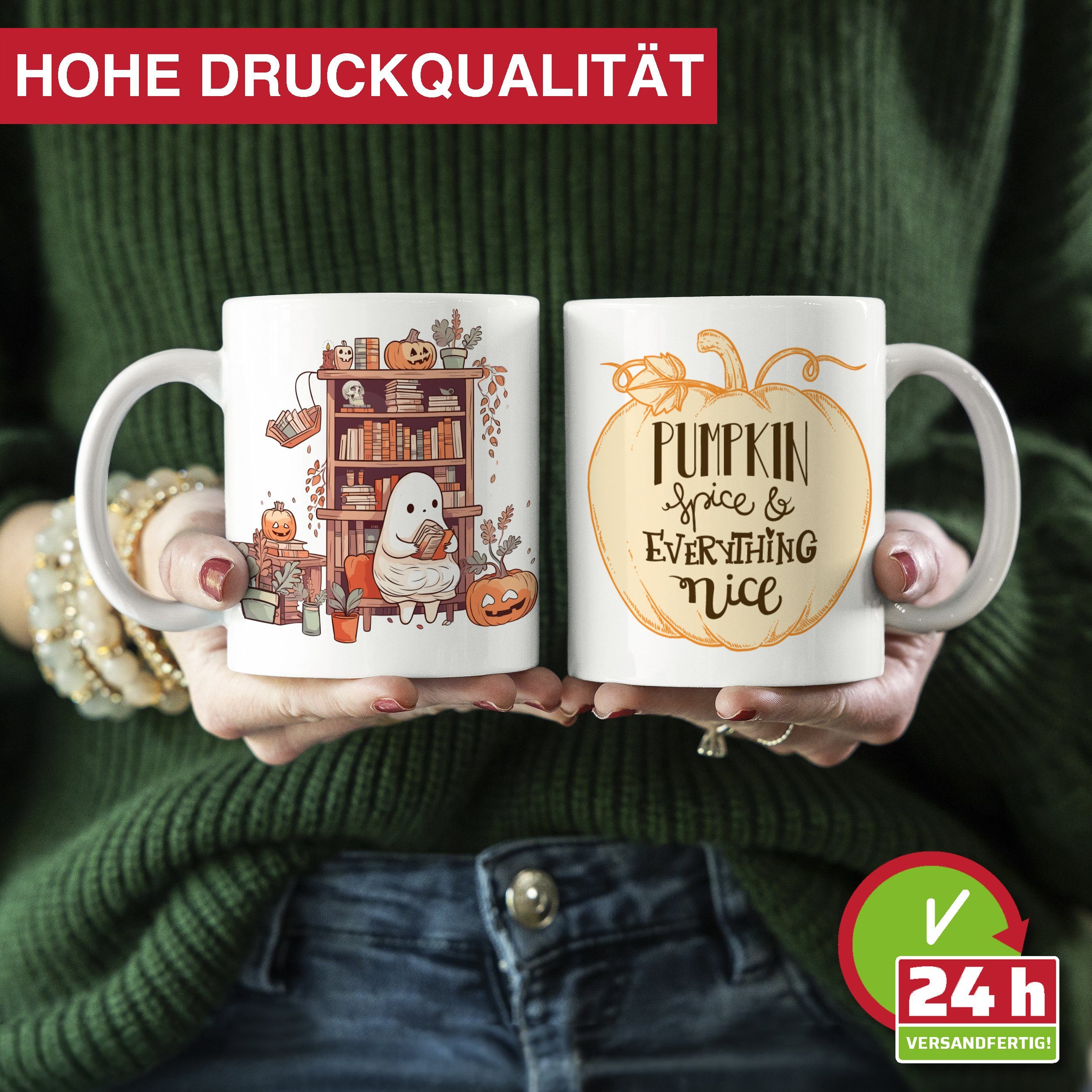 Giftandprint Tasse Pumpkin Spice deko, Kürbistasse, Geschenk, Kürbis, Weihnachten, Spüllmaschinengeeignet, Mikrowellengeeignet