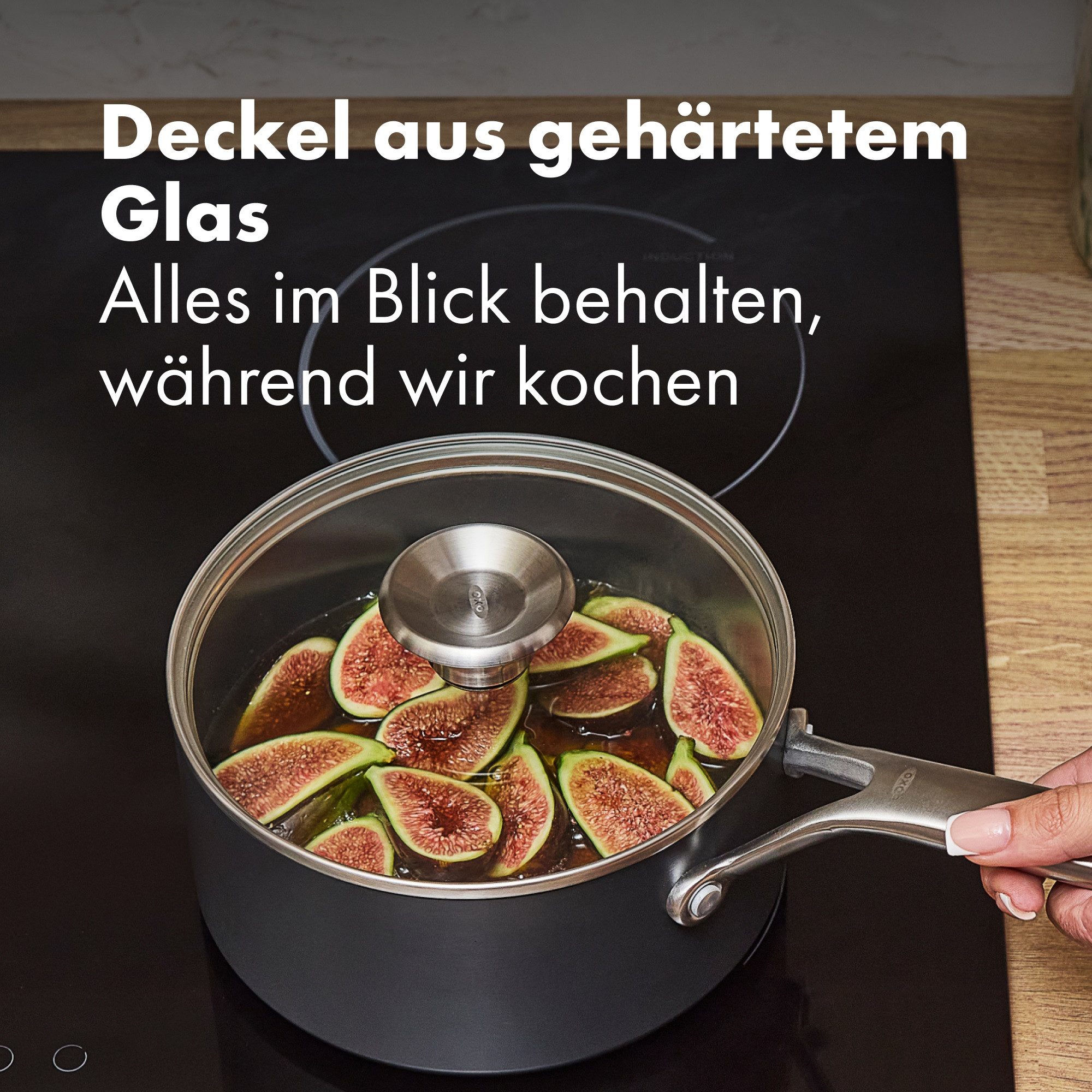 OXO Good Grips Topf-Set Ceramic Professional Antihaft 10-teiliges Kochgeschirr-Set, Keramik, Edelstahl (Set, 10-tlg), gleichmäßige Hitze, leichtes Lösen, induktionsgeeignet