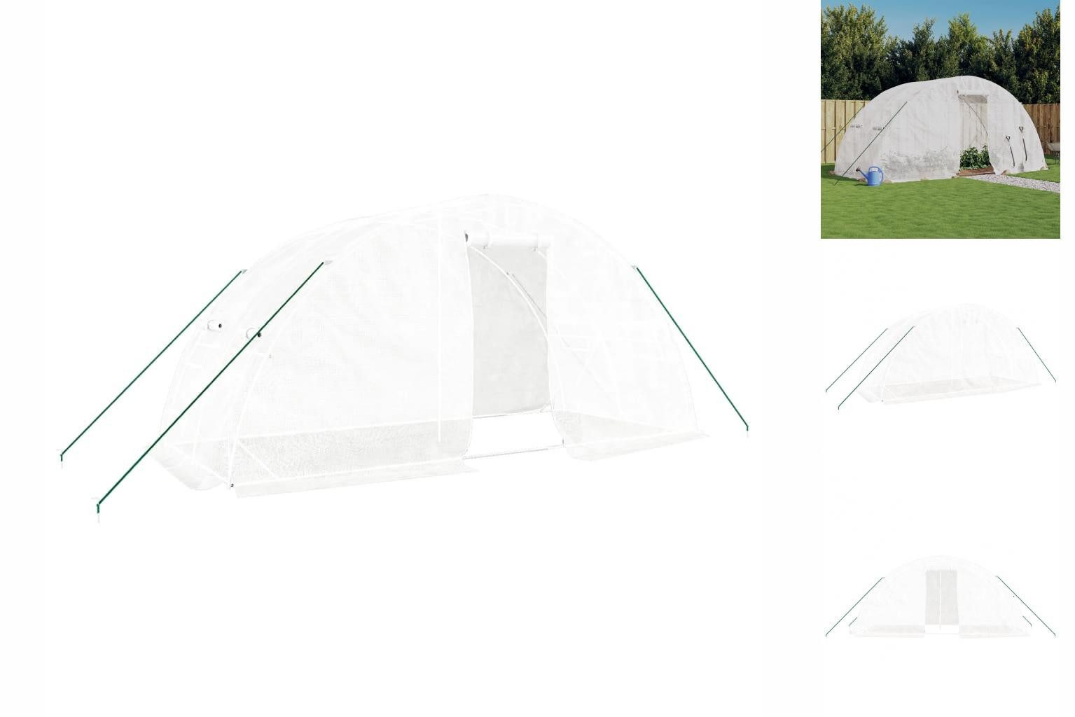 vidaXL Gewächshaus Gewächshaus mit Stahlrahmen Weiß 10 m² 5x2x2,3 m Kunststoff Plane Zelt weiß | Rabatt: 24%