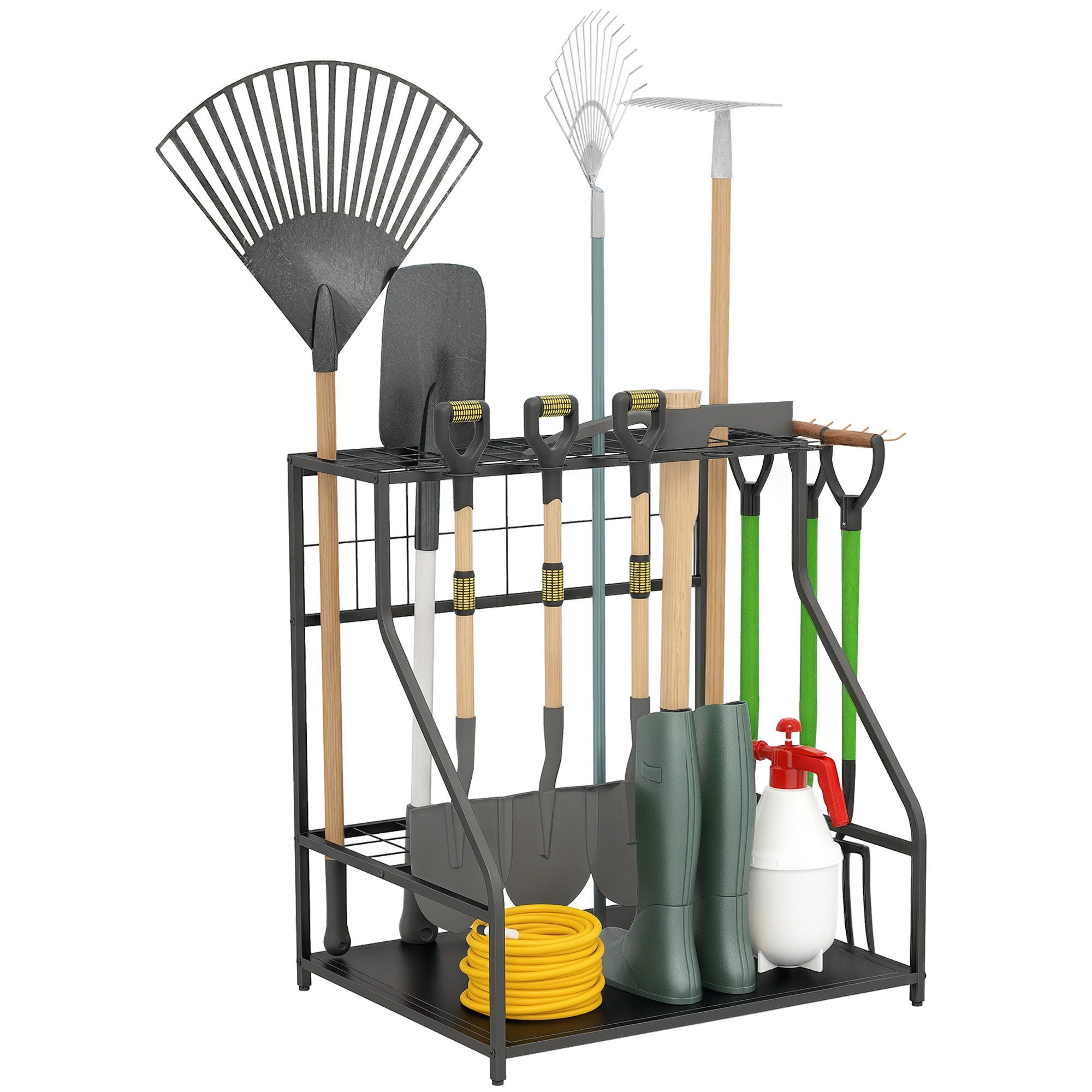 Outsunny Gartengerätehalter 3-stufig Gartenwerkzeug-Organizer, mit Haken, b günstig online kaufen