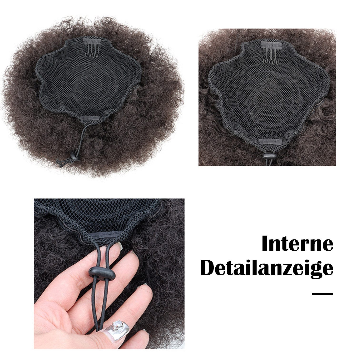 Refttenw Kunsthaarperücke Puff Hair Bun Kurzes Lockige Haar mit Kordelzug, Synthetische Chignon Haar Bun mit Clips