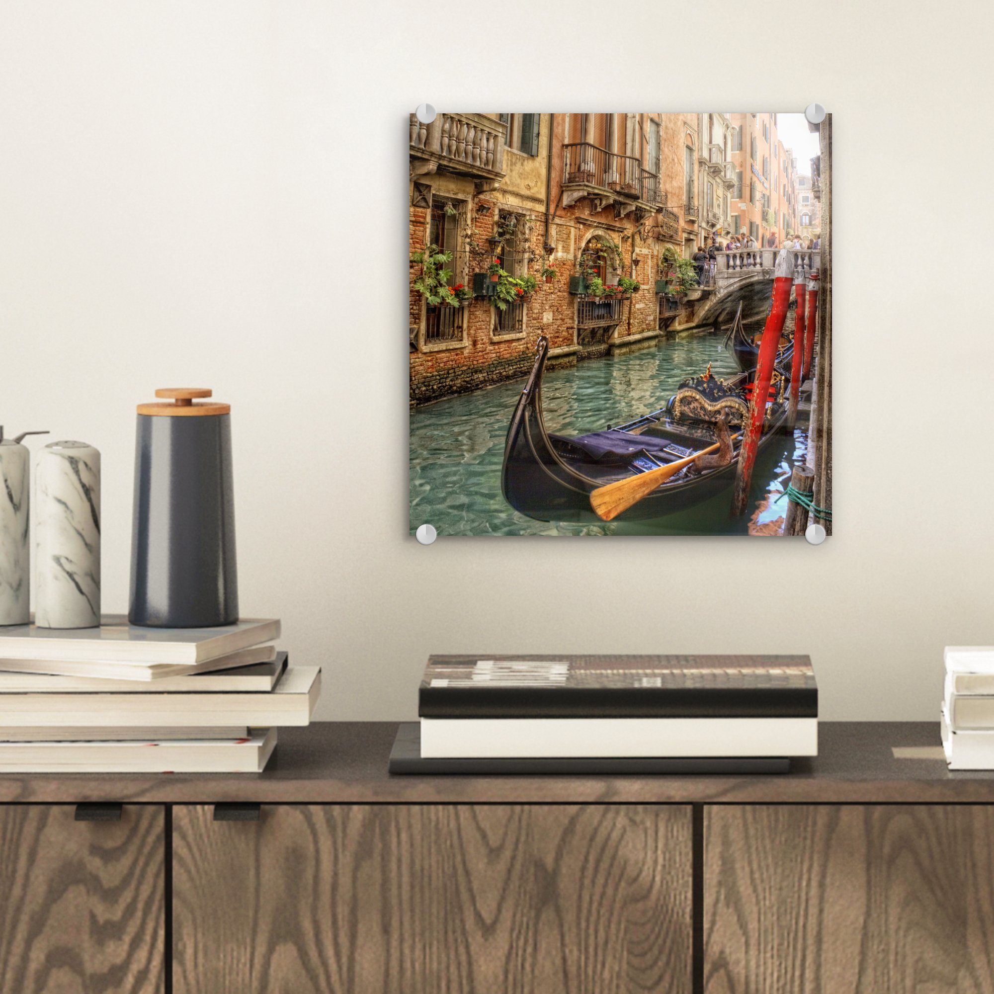 - St), Glasbilder - (1 Glas Wandbild Bilder Glas Foto Wanddekoration Venedig-Kanal, auf auf MuchoWow - Acrylglasbild