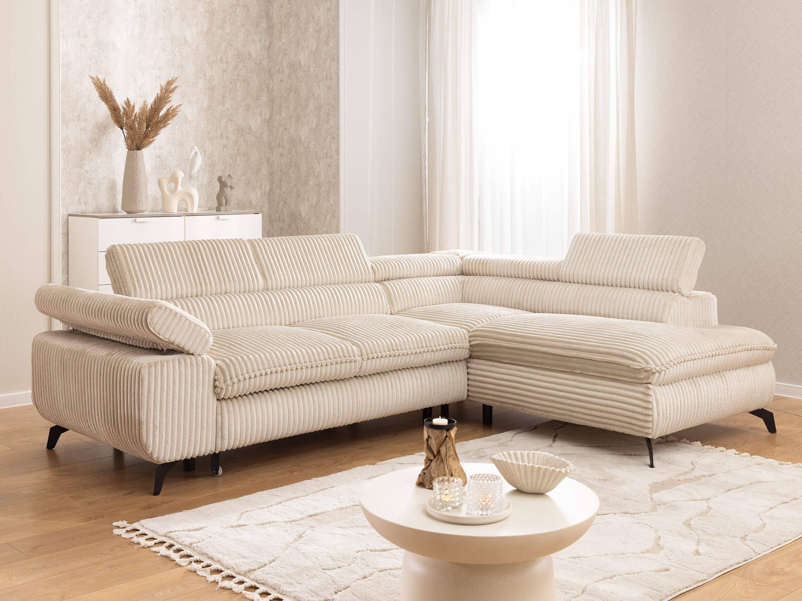 S-Style Möbel Ecksofa Bonnie mit Schlaffunktion Bettkasten und Kopfteilvers günstig online kaufen