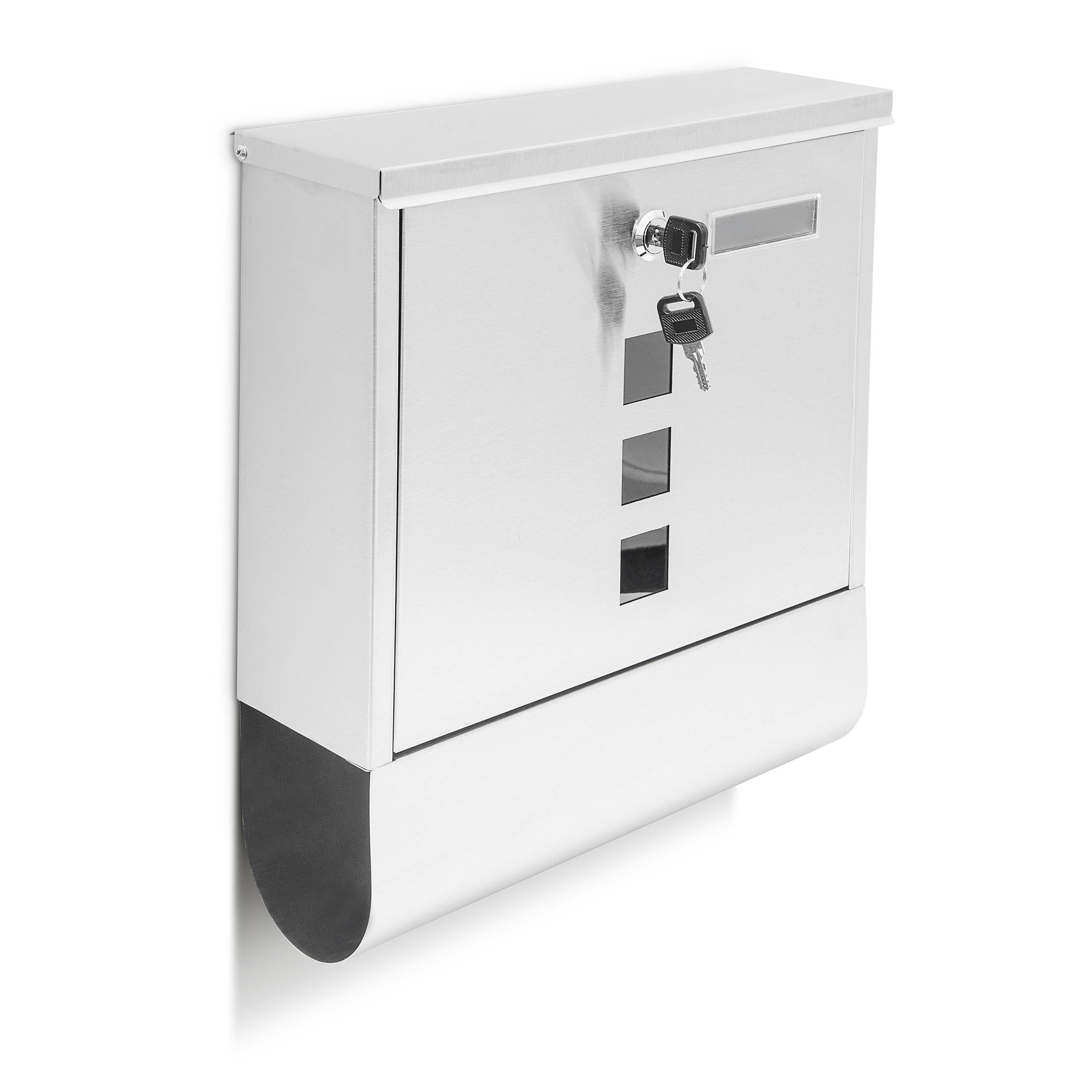 relaxdays Briefkasten Edelstahl mit Zeitungsfach günstig online kaufen