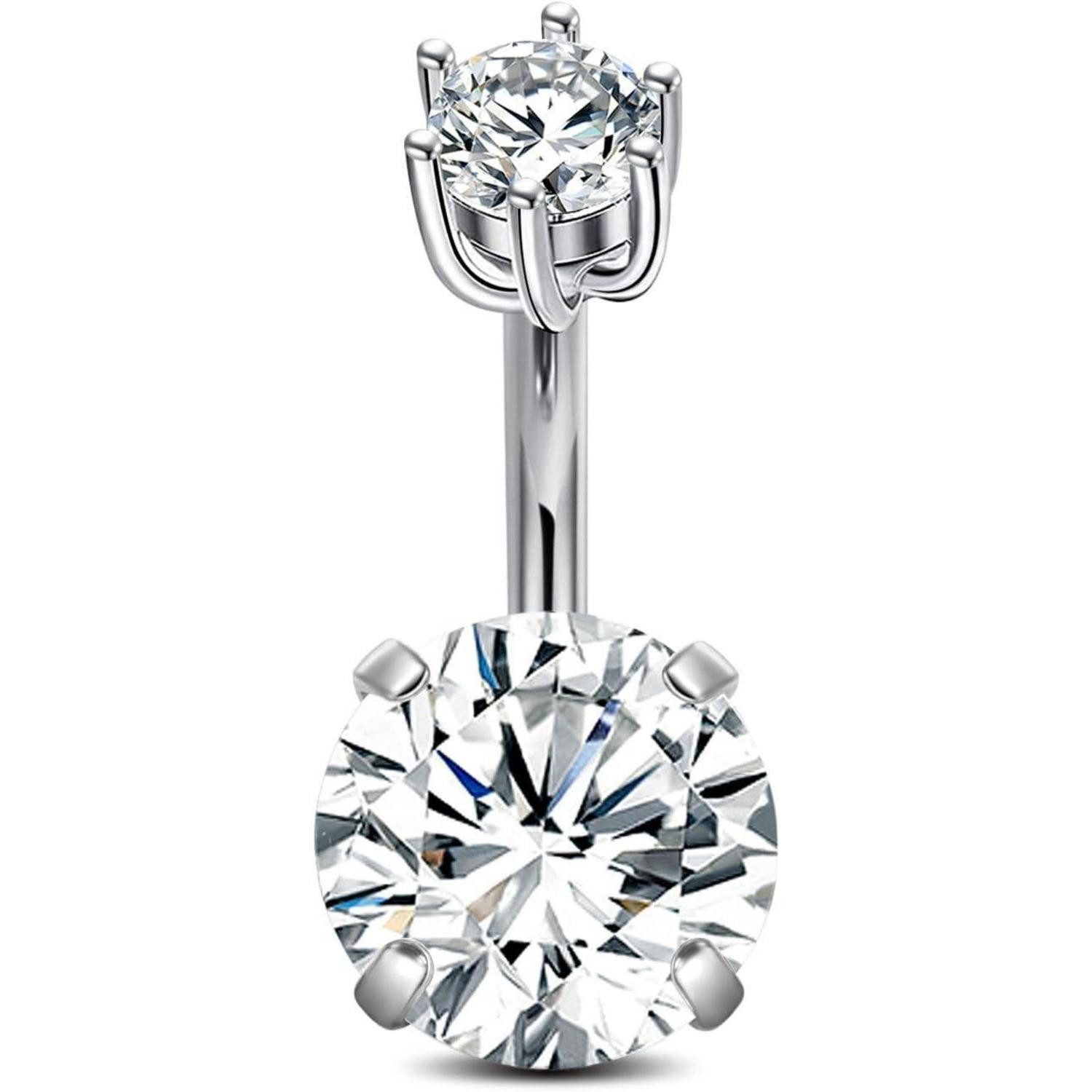 CIZME Bauchnabelpiercing 925 Silber Bauchnabel Ring 14g 8/10mm CZ Schmuck piercing