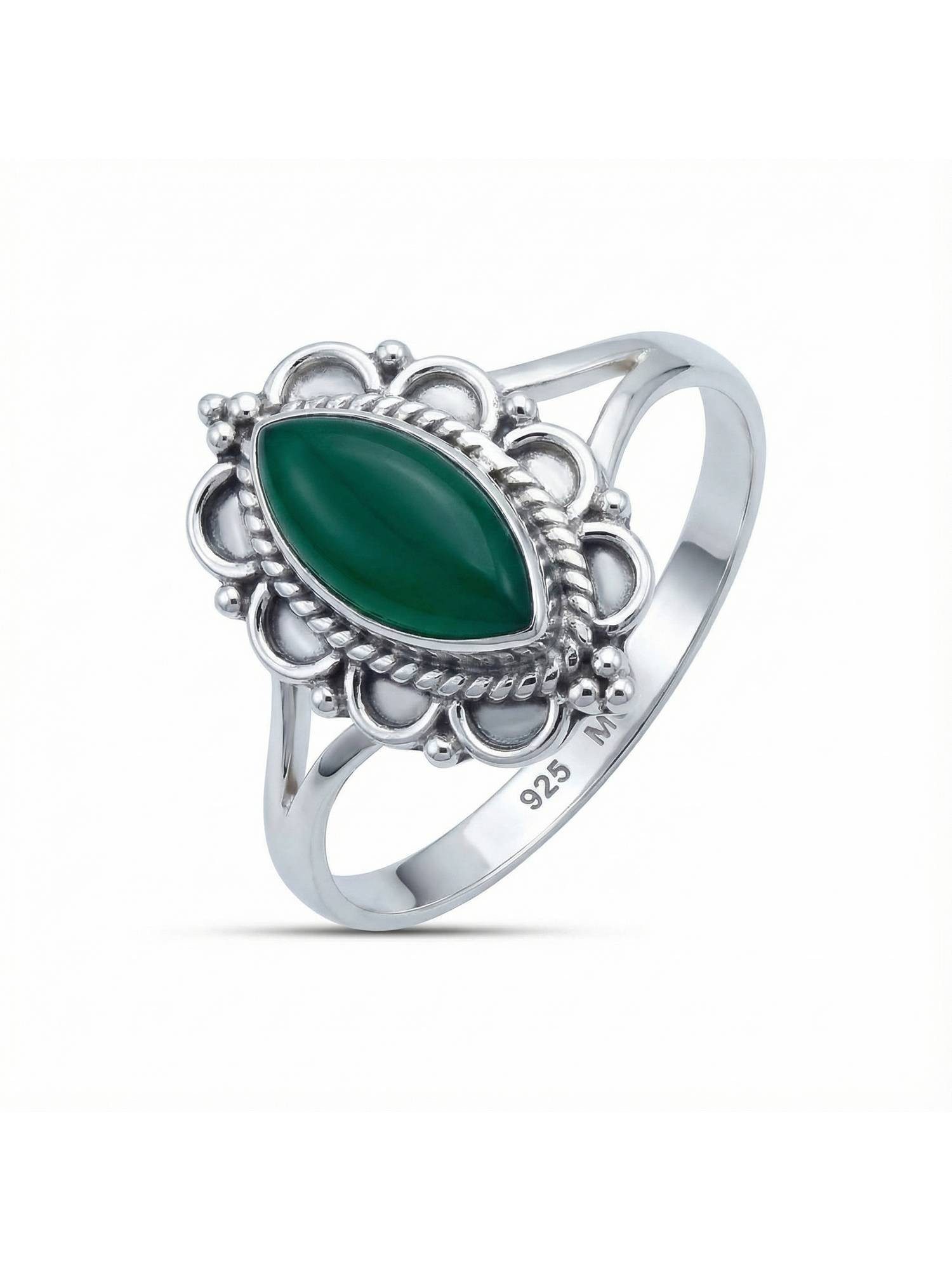Silberring MALUHIA aus 925 Silber mit grünen Onyx