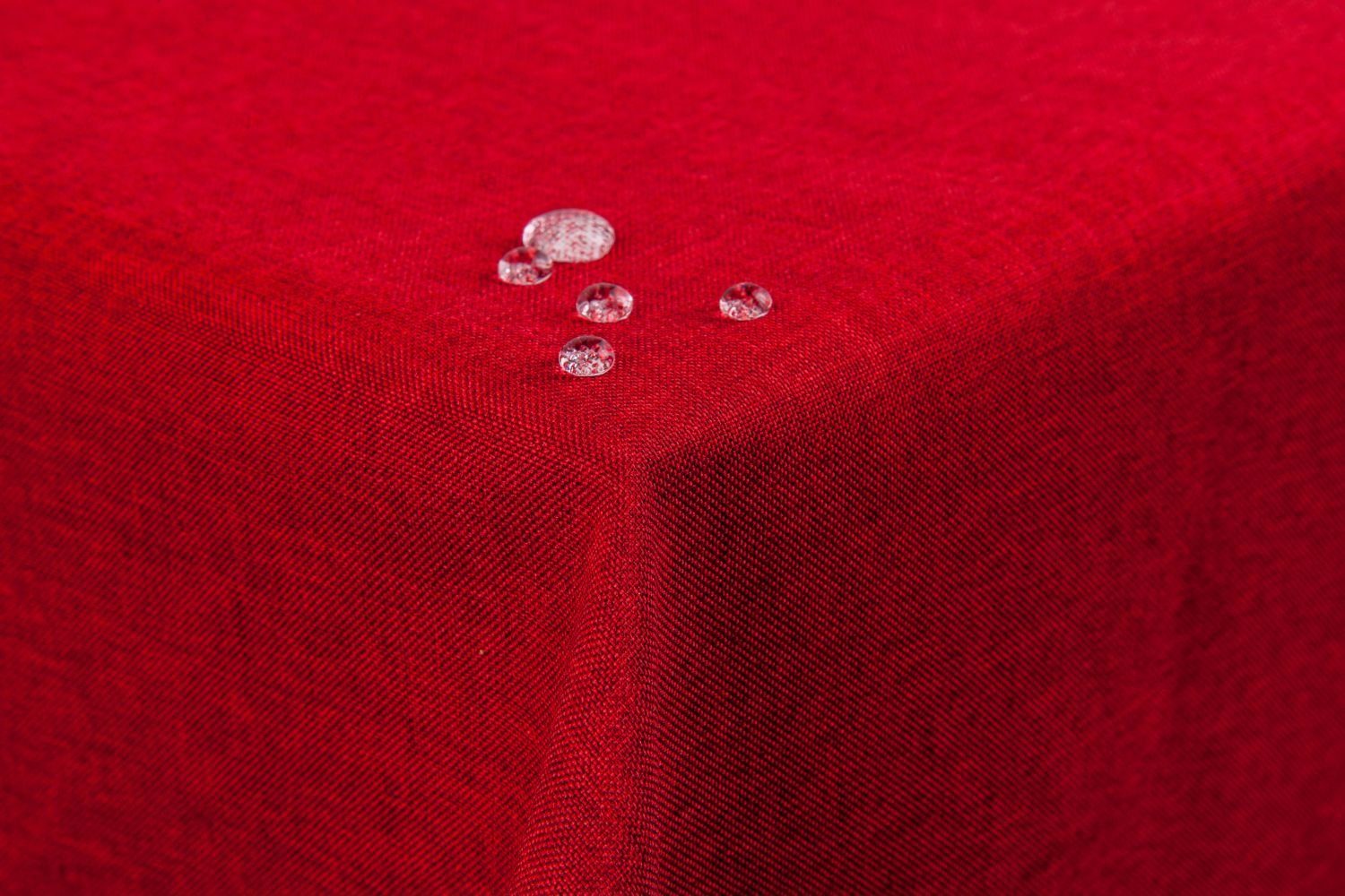 First-Tex Tischdecke, Tischdecke Leinenoptik Lotuseffekt abwaschbar mit gerader Saumkante 130x220 eckig in rot