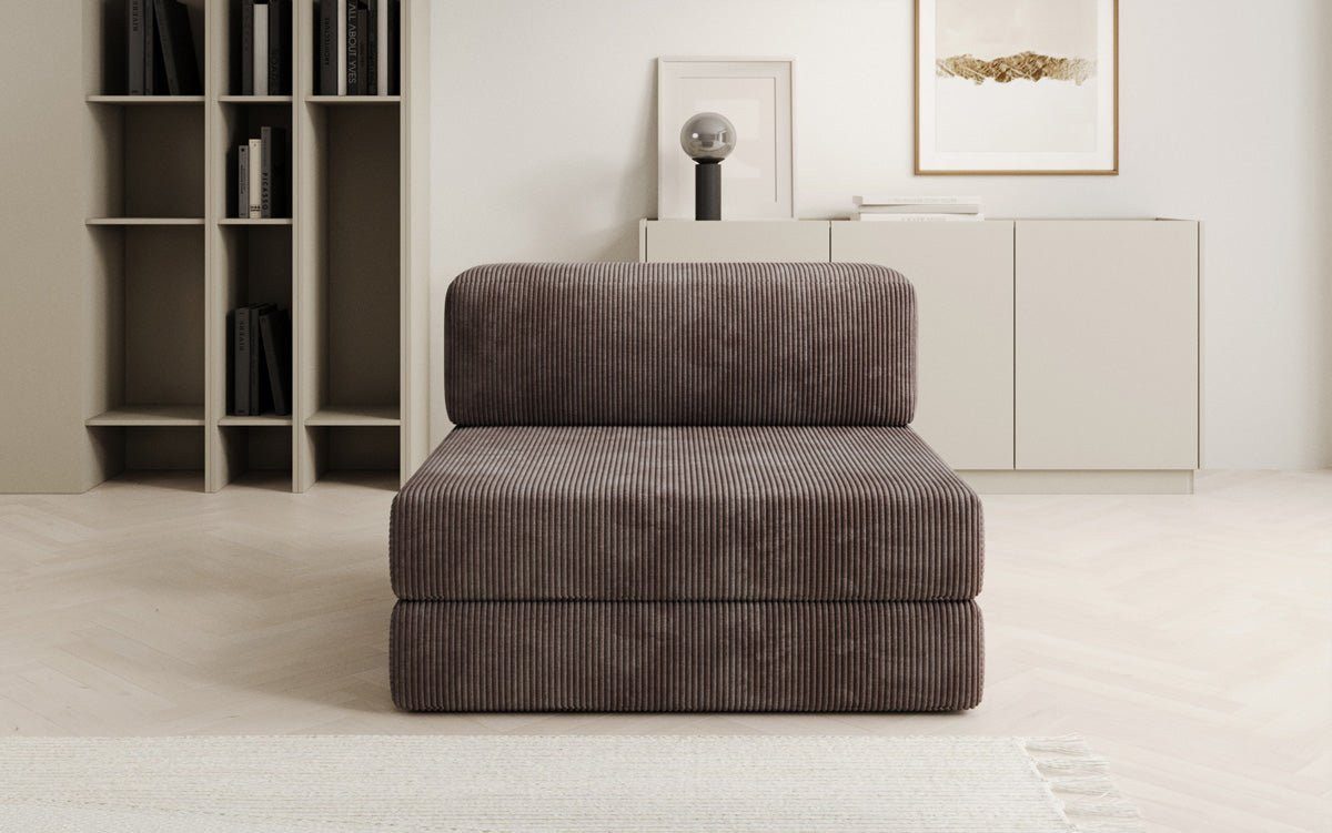 Luxusbetten24 Sofaelement Designer Sofa Mittelmodul Lazy in Cord, mit aufklappbarer Liegefläche