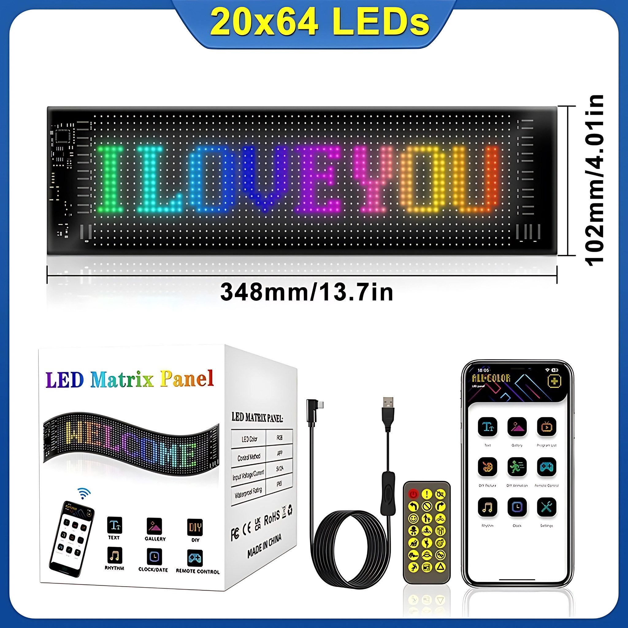 LED Dekolicht Intelligenter LED-Pixel-Bildschirm, programmierbares LED-Panel
