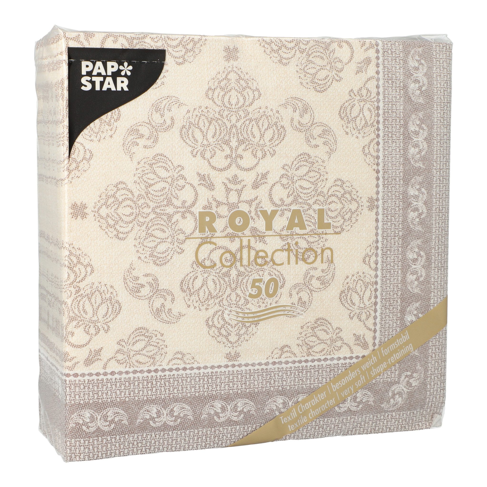 PAPSTAR Papierserviette, Servietten stoffähnlich 40x40cm Royal Collection 50 Stück Mocca