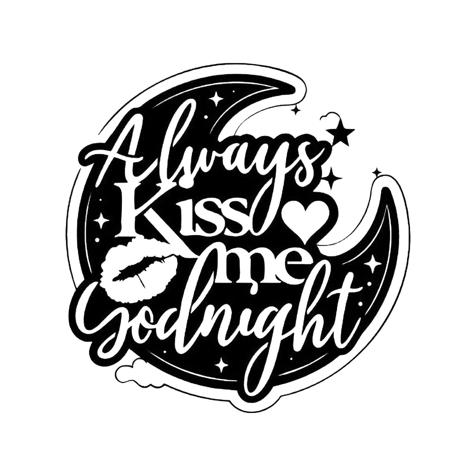Jumpeak Wanddekoobjekt Wanddeko mit der Aufschrift „Kiss me“,Mond,Sternen, Herzen und Lippen, Metall,4 Farben,Liebe,Sternenhimmel,Romantischer, Schlafzimmer,53*53cm