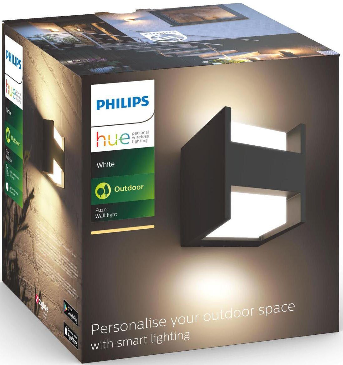 Philips Hue LED Wandleuchte Fuzo, Dimmfunktion, LED fest integriert, Warmweiß