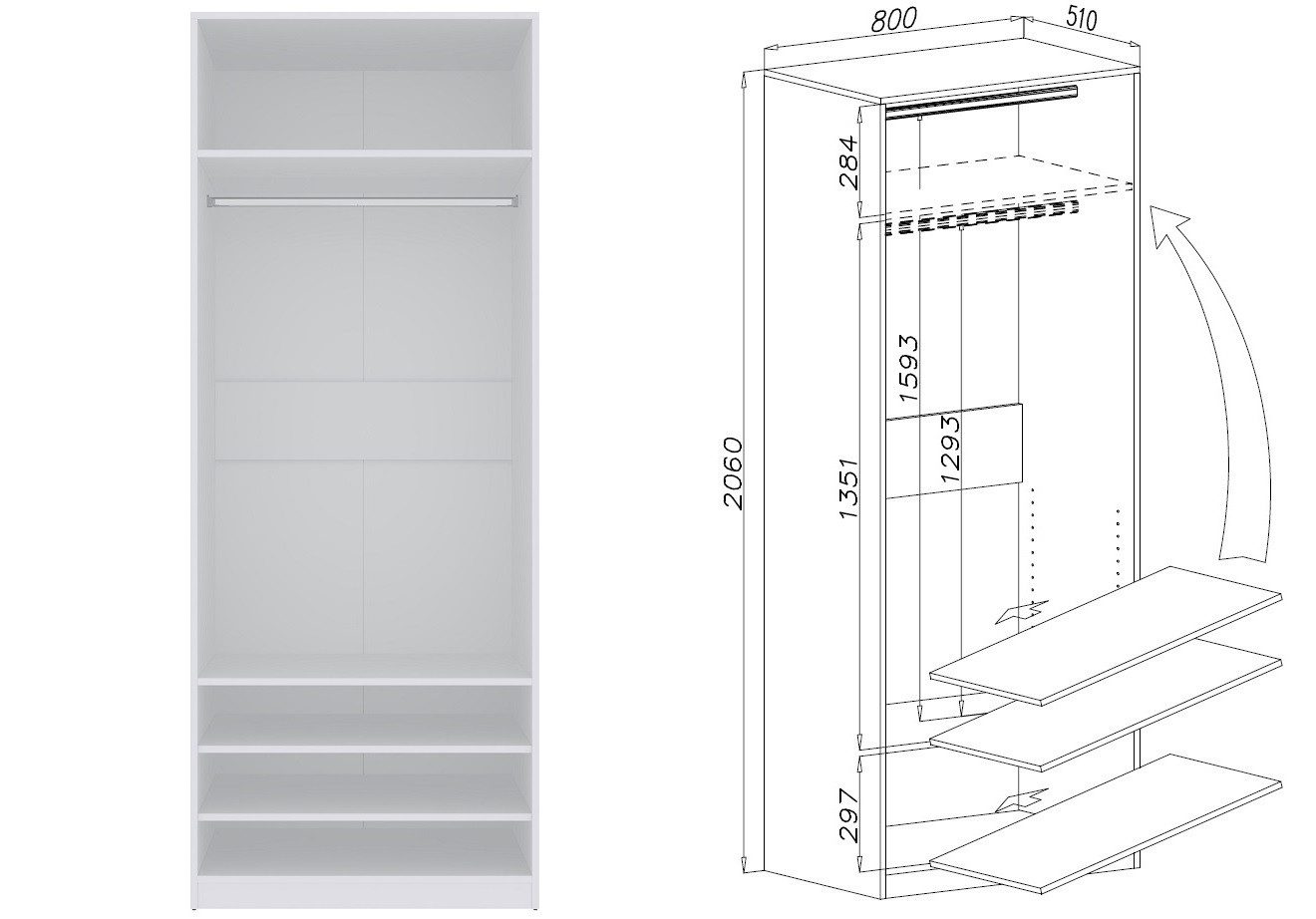 Marmex Möbel Kleiderschrank TRES SET T/B Modulschränke Ankleidezimmer 200 x günstig online kaufen