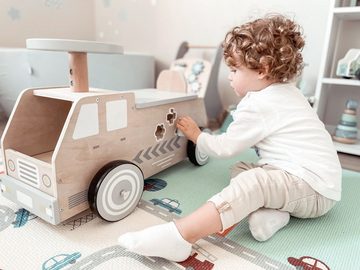 Mamabrum Spielzeug-Auto Holzfahrzeug, Auto, Spielzeugauto mit Klötzen